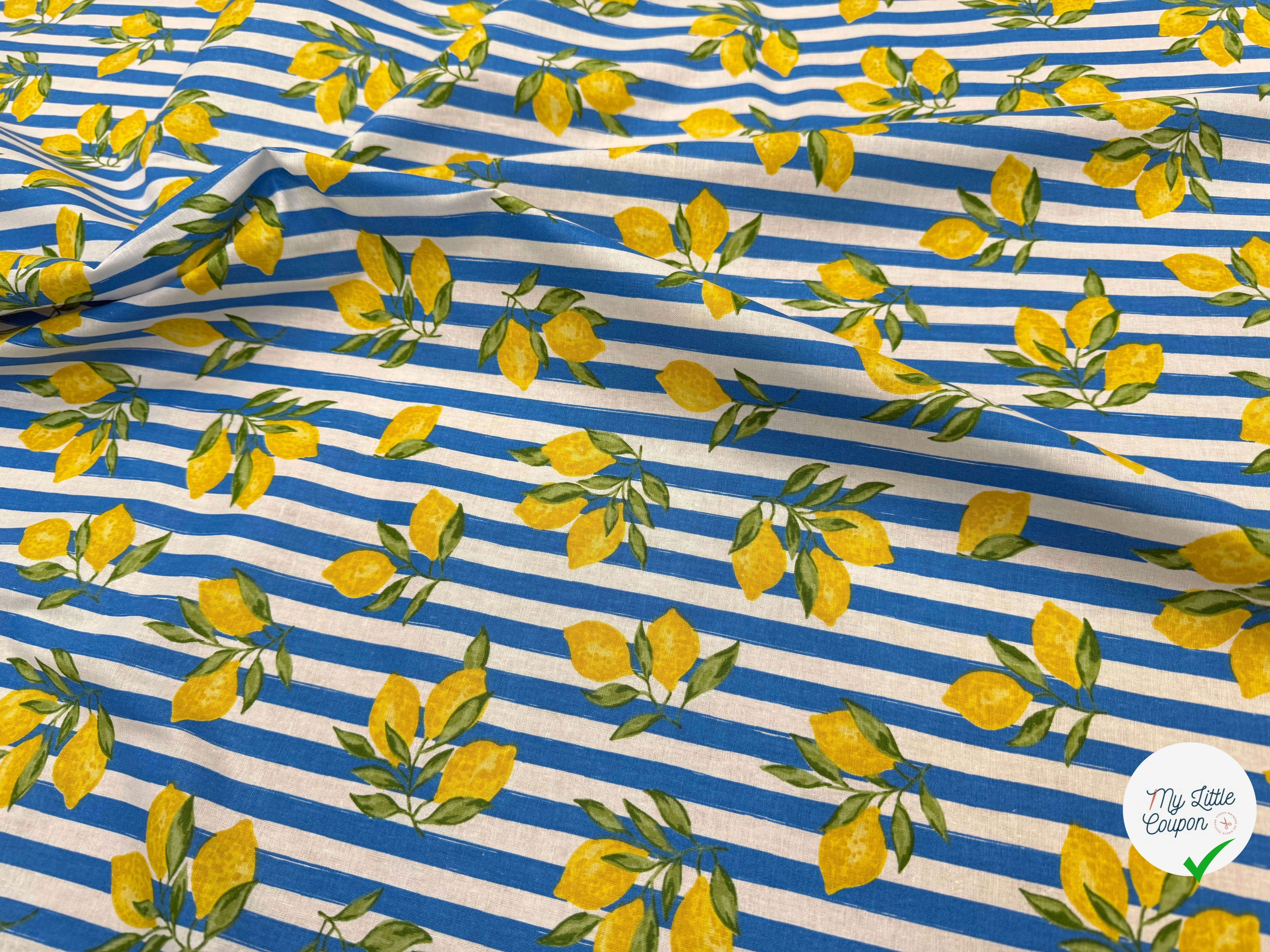 PERCALE COTON ETNA BLANC BLEU 150 CM - My Little Coupon