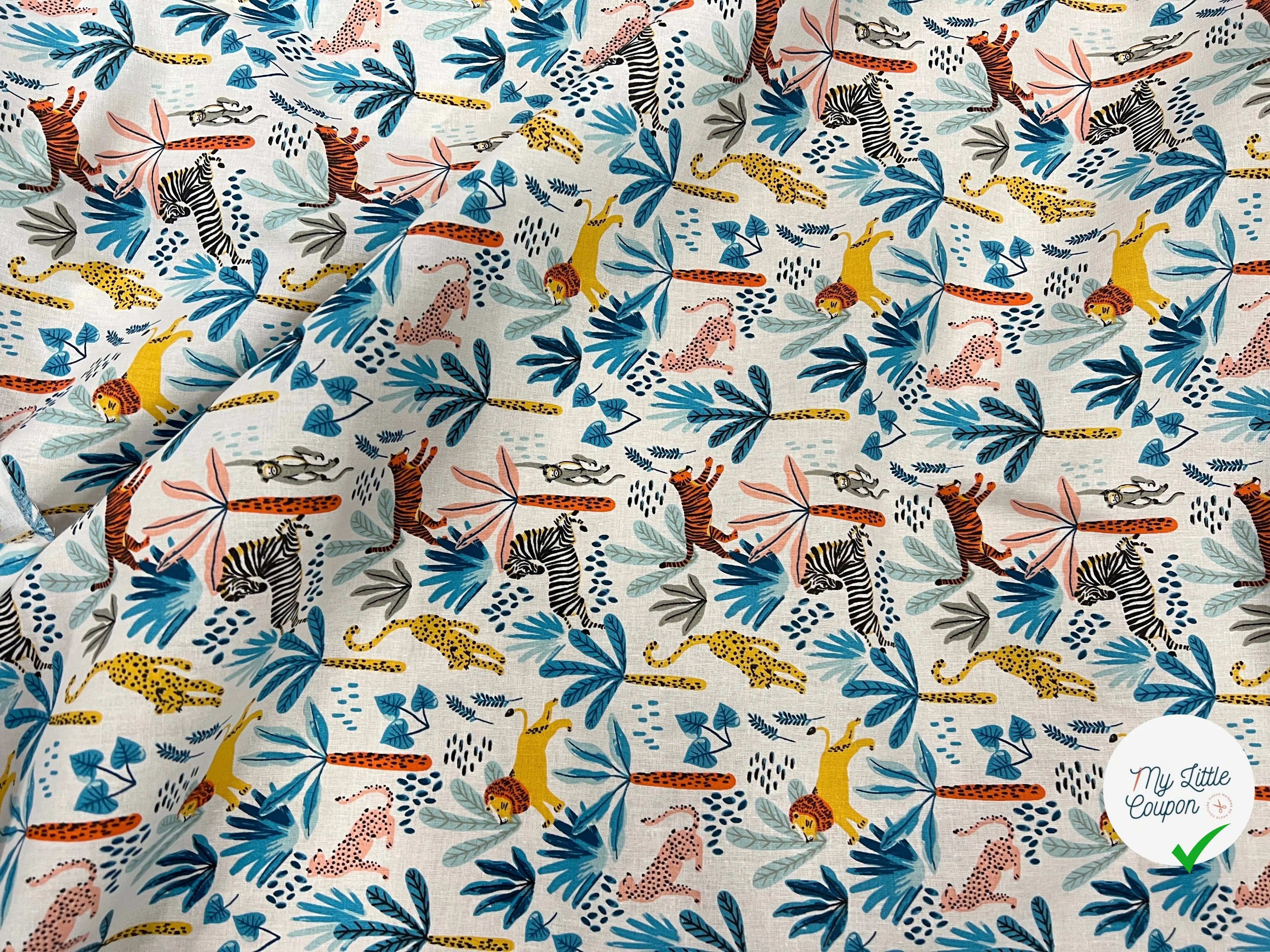 PERCALE COTON SIMBA BLEU PRINT - My Little Coupon