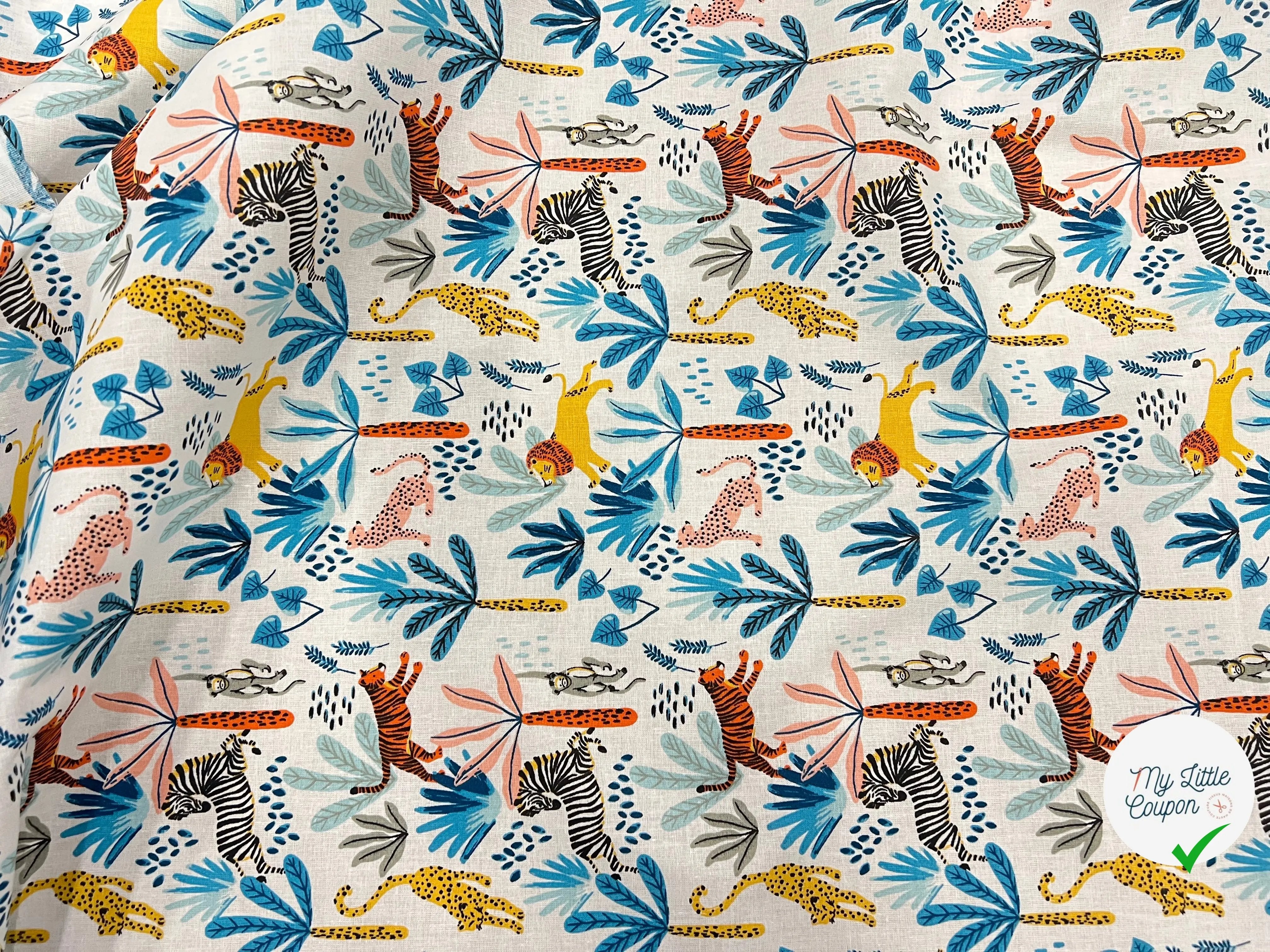 PERCALE COTON SIMBA BLEU PRINT - My Little Coupon