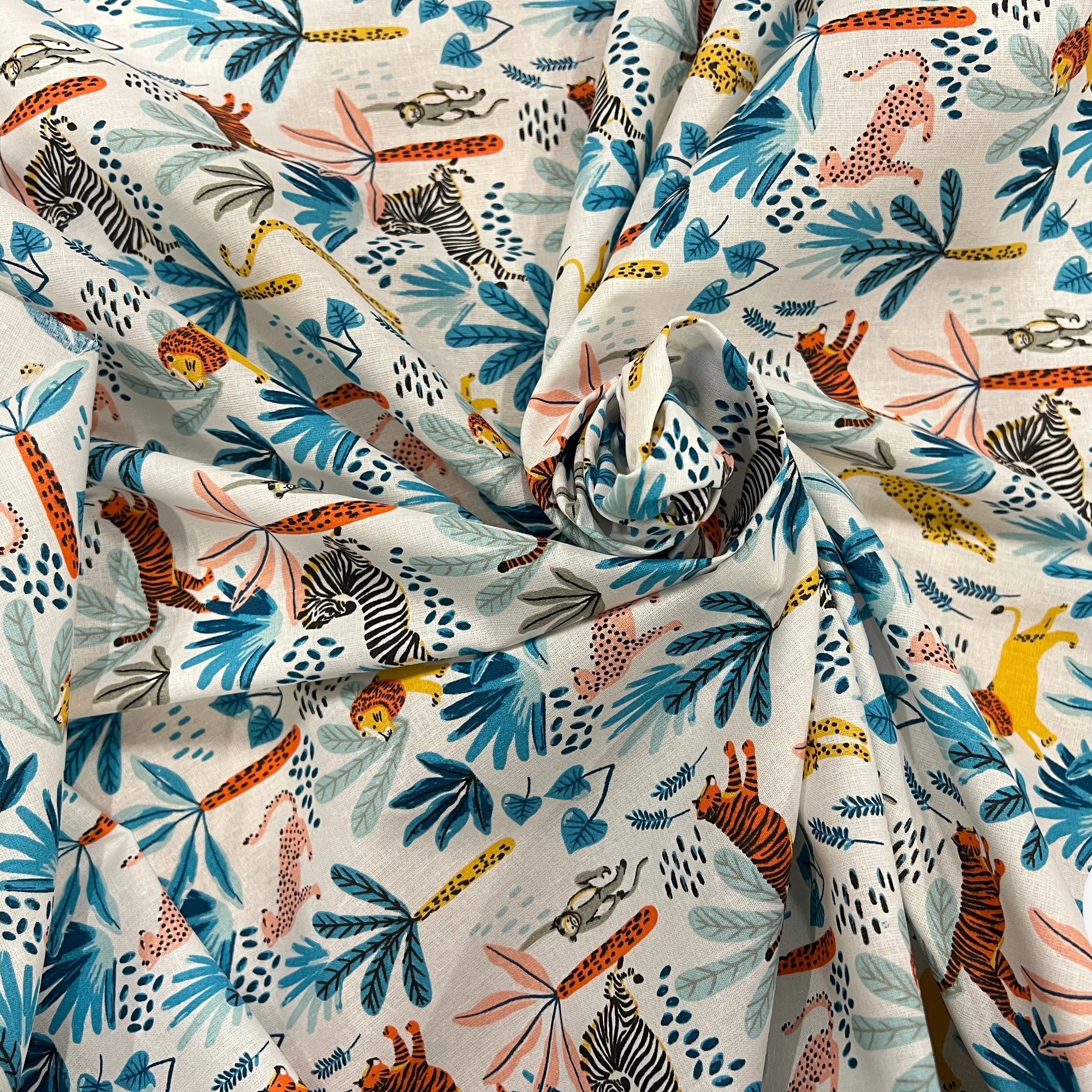 PERCALE COTON SIMBA BLEU PRINT - My Little Coupon