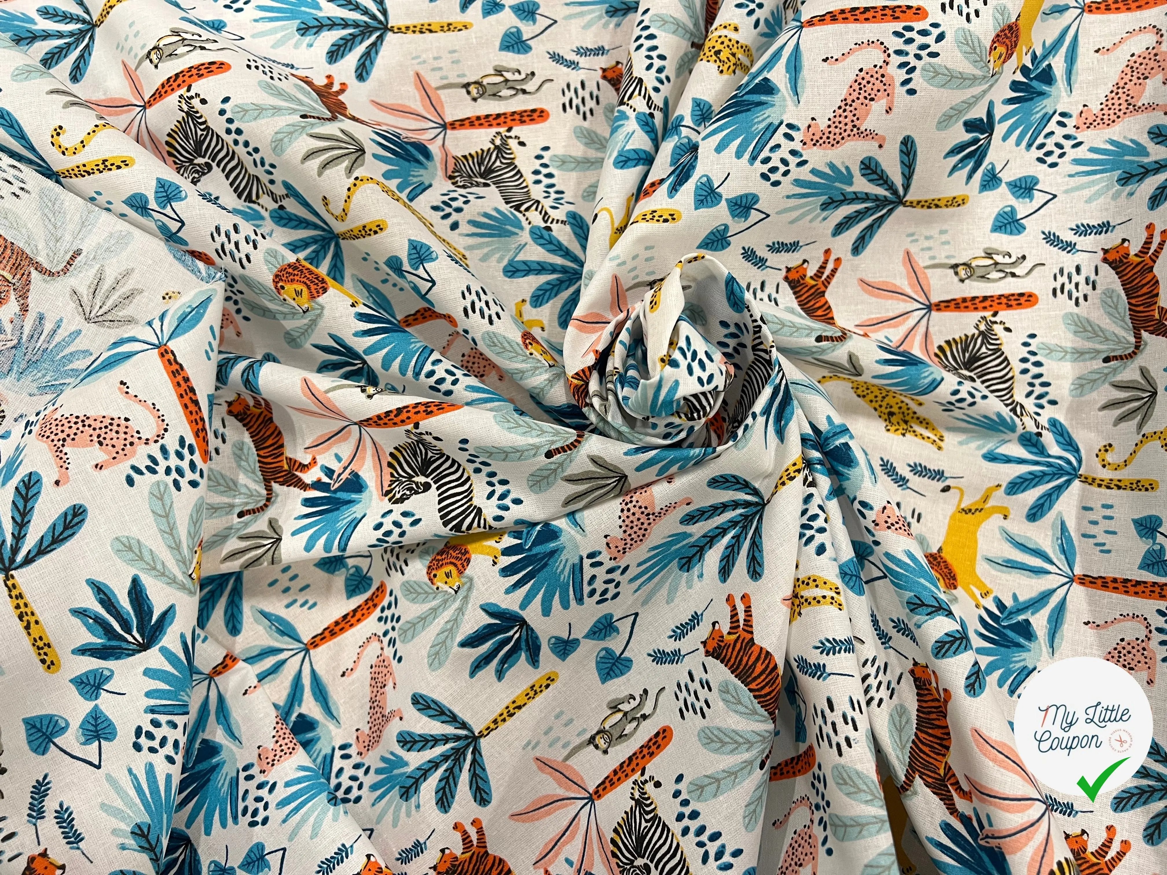 PERCALE COTON SIMBA BLEU PRINT - My Little Coupon