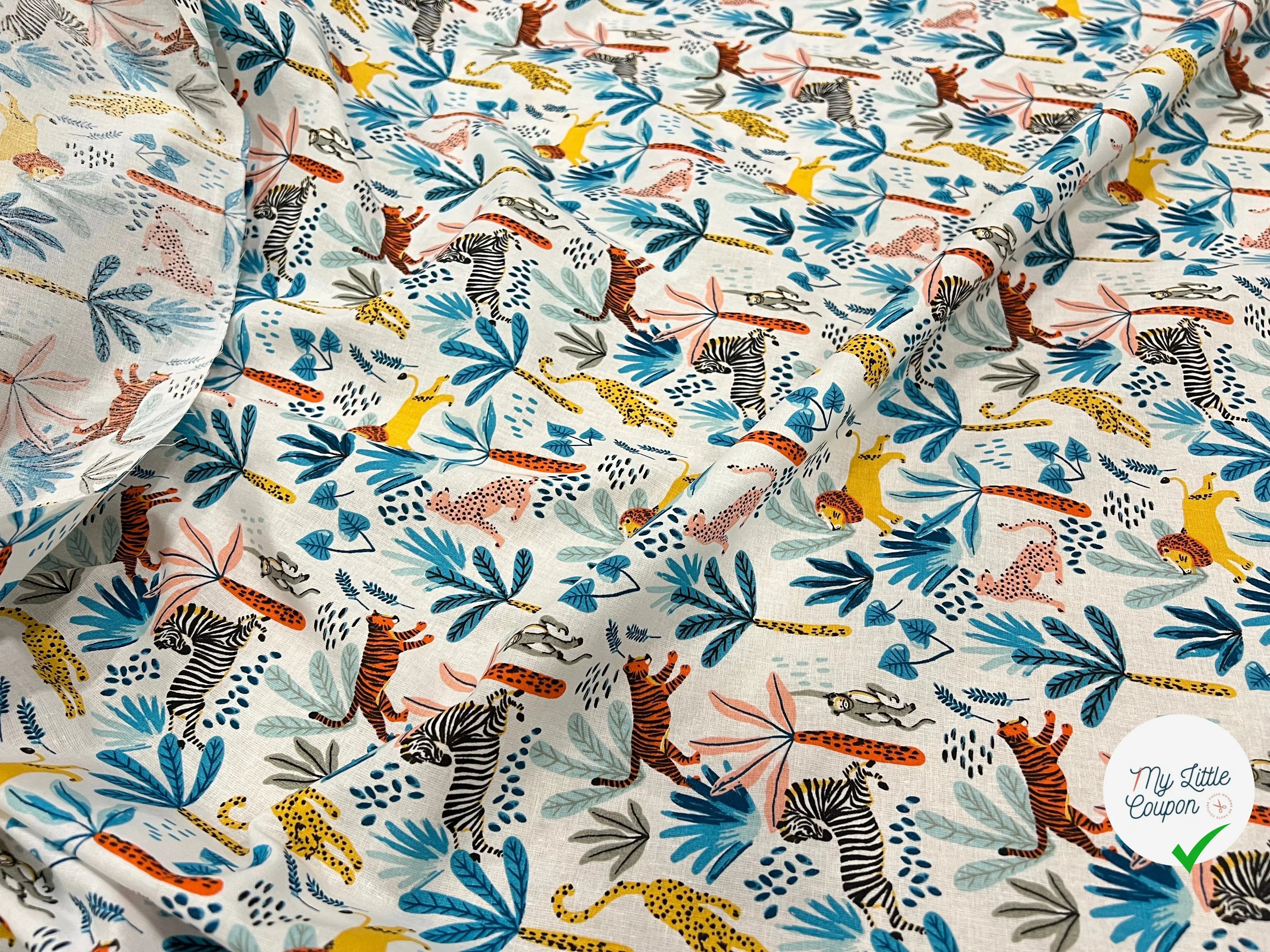 PERCALE COTON SIMBA BLEU PRINT - My Little Coupon