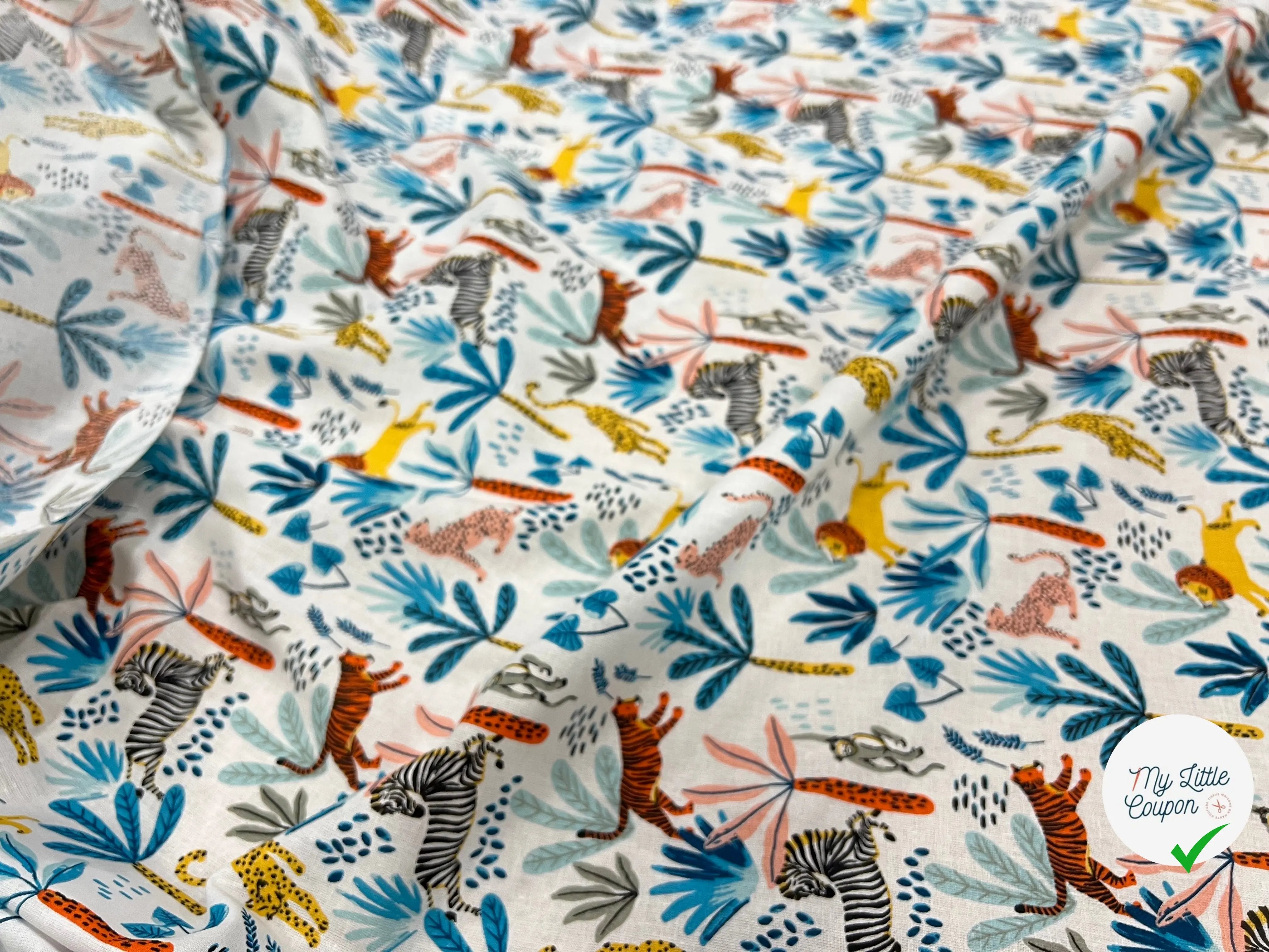 PERCALE COTON SIMBA BLEU PRINT - My Little Coupon