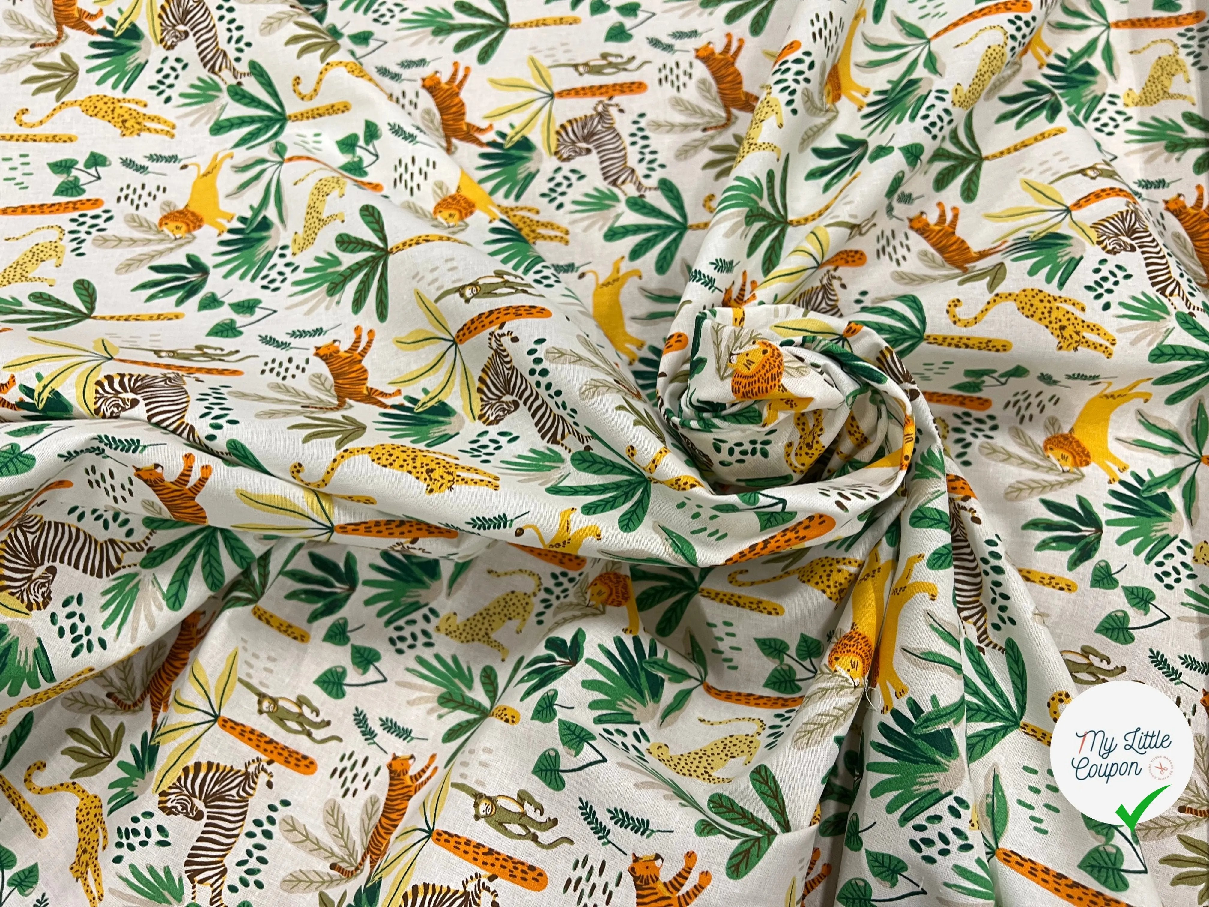 PERCALE COTON SIMBA VERT PRINT - My Little Coupon