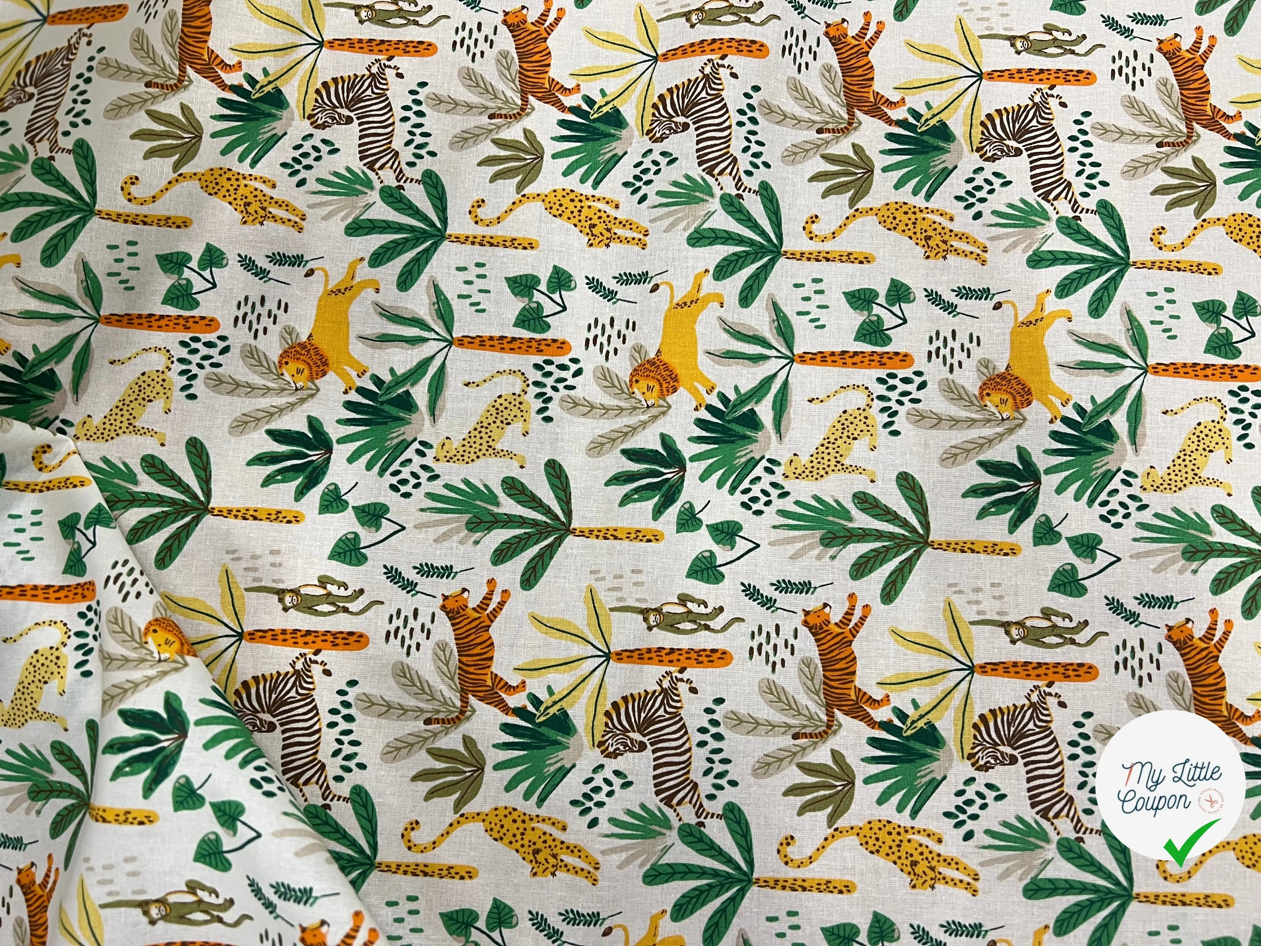 PERCALE COTON SIMBA VERT PRINT - My Little Coupon