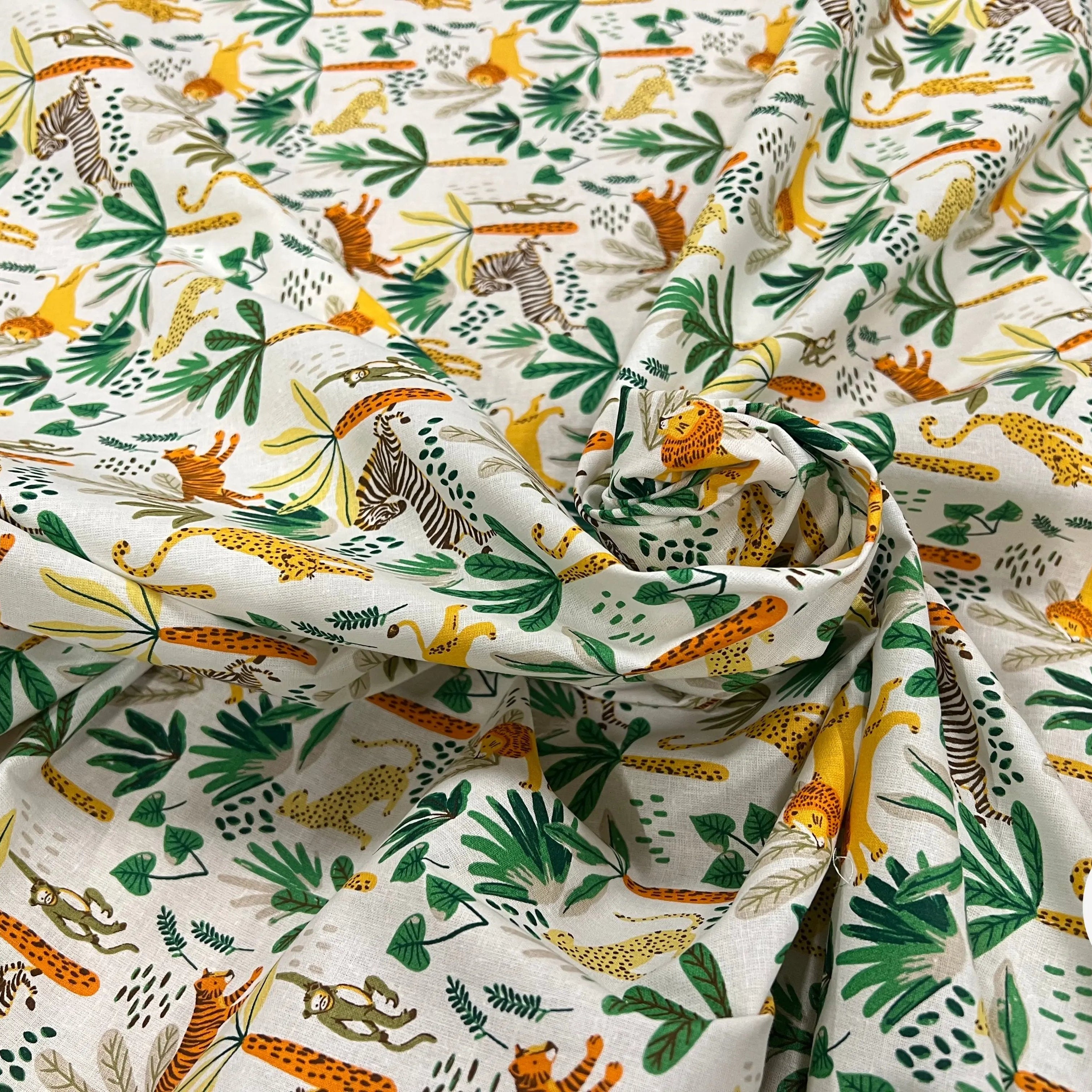 PERCALE COTON SIMBA VERT PRINT - My Little Coupon