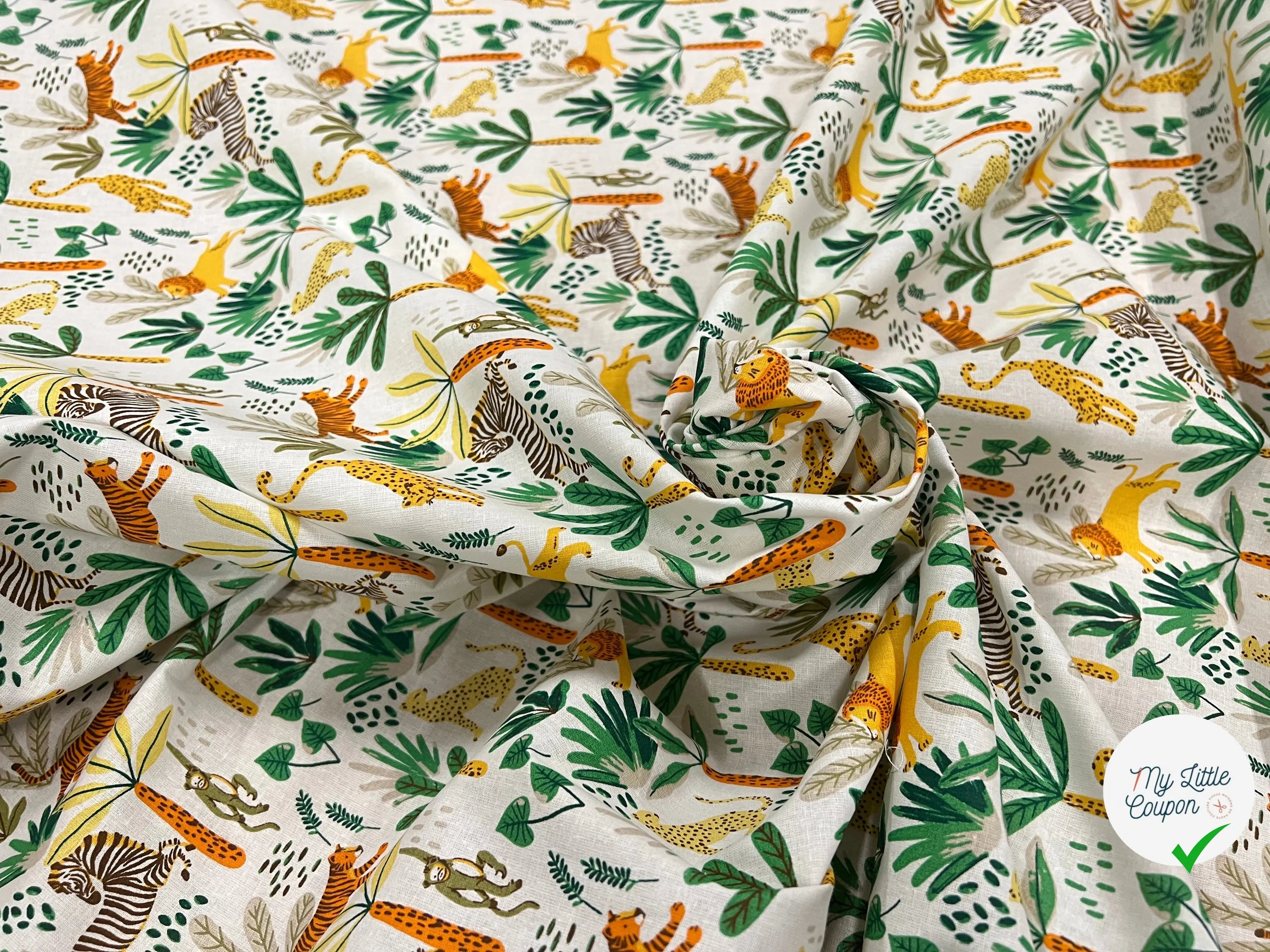 PERCALE COTON SIMBA VERT PRINT - My Little Coupon
