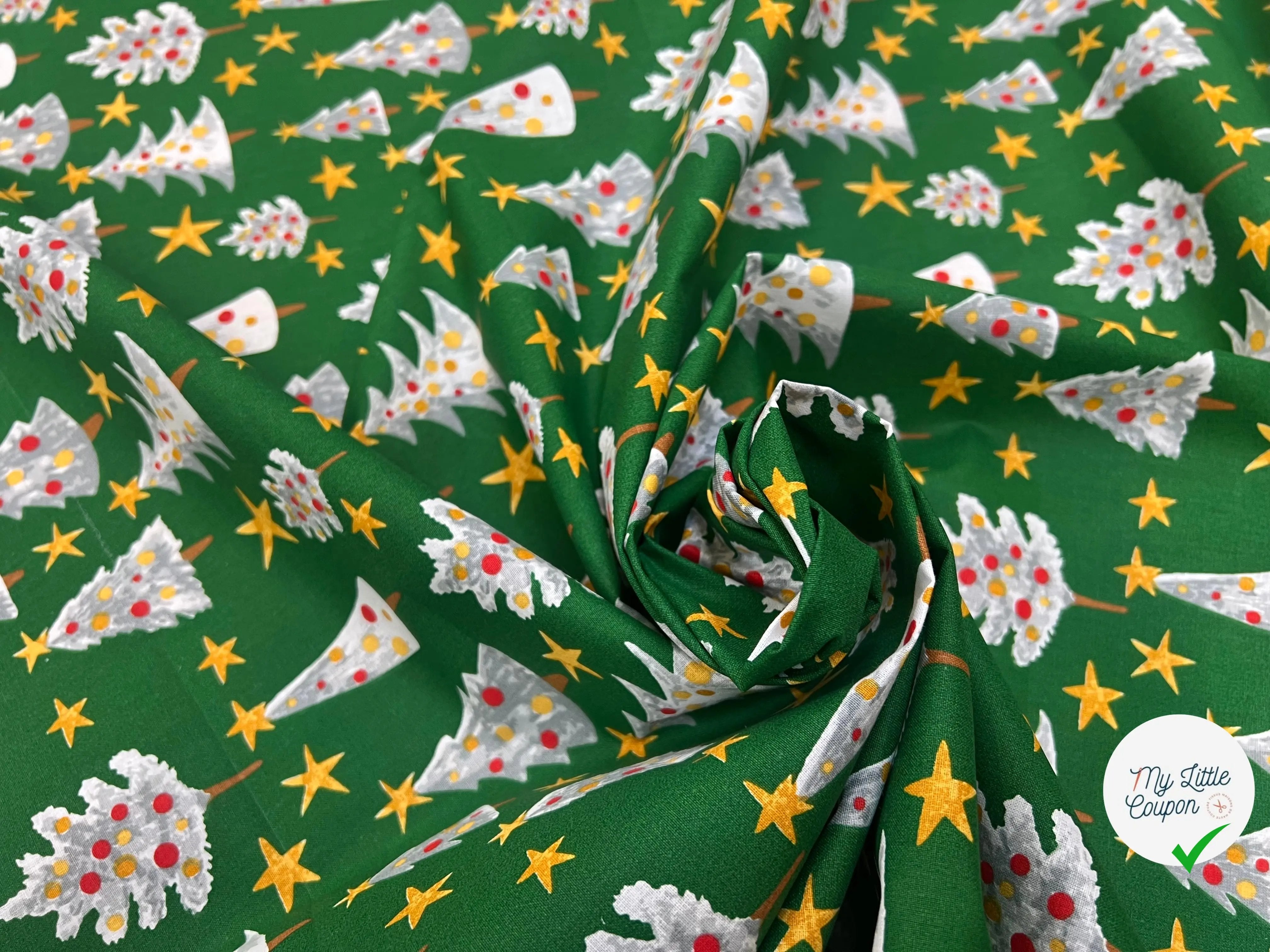 PERCALE COTON SOLVEIG VERT PRINT - My Little Coupon