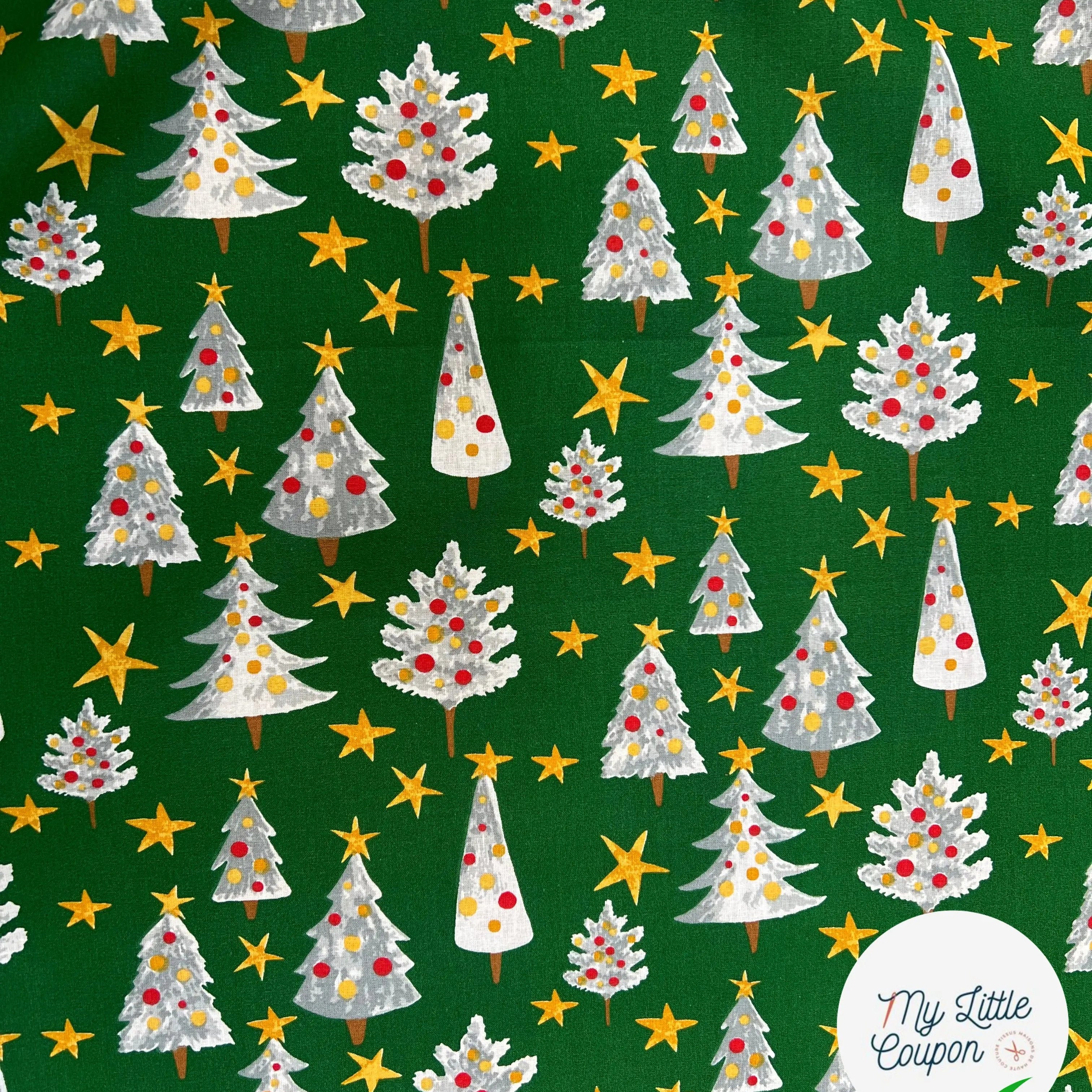 PERCALE COTON SOLVEIG VERT PRINT - My Little Coupon