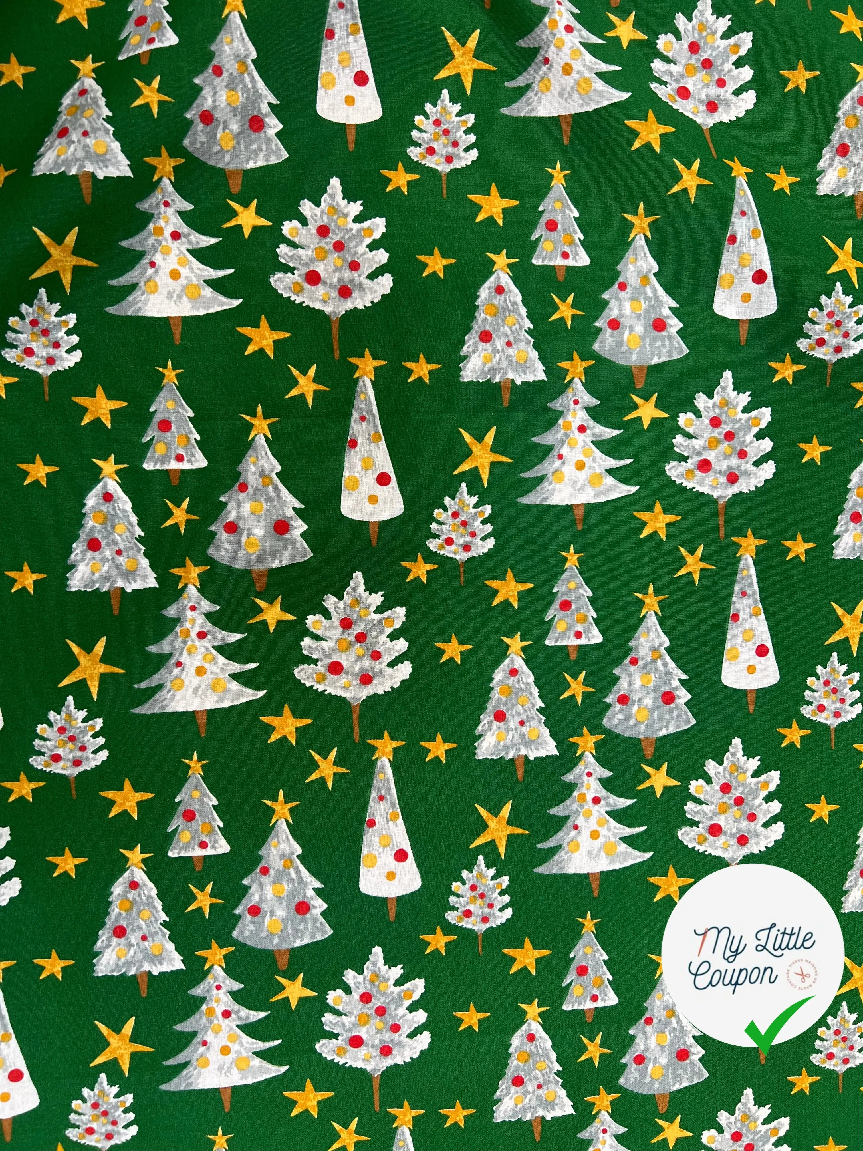 PERCALE COTON SOLVEIG VERT PRINT - My Little Coupon