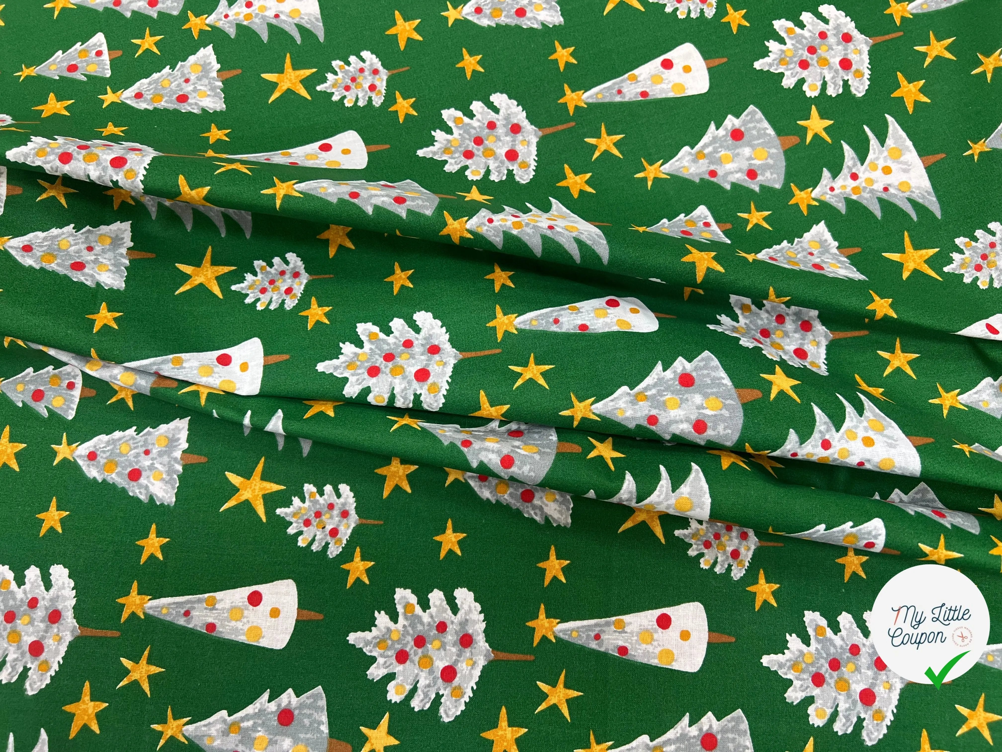 PERCALE COTON SOLVEIG VERT PRINT - My Little Coupon