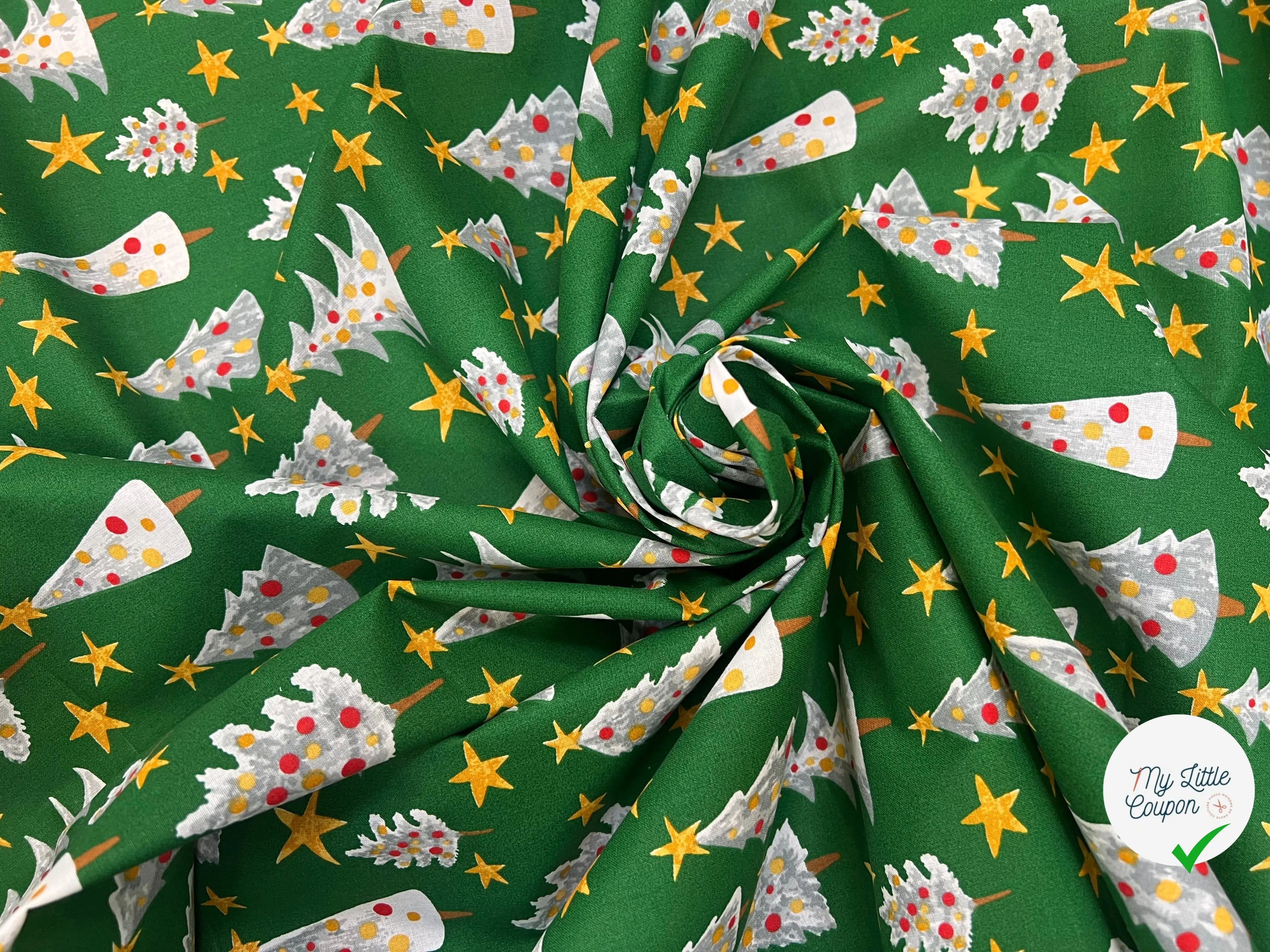PERCALE COTON SOLVEIG VERT PRINT - My Little Coupon
