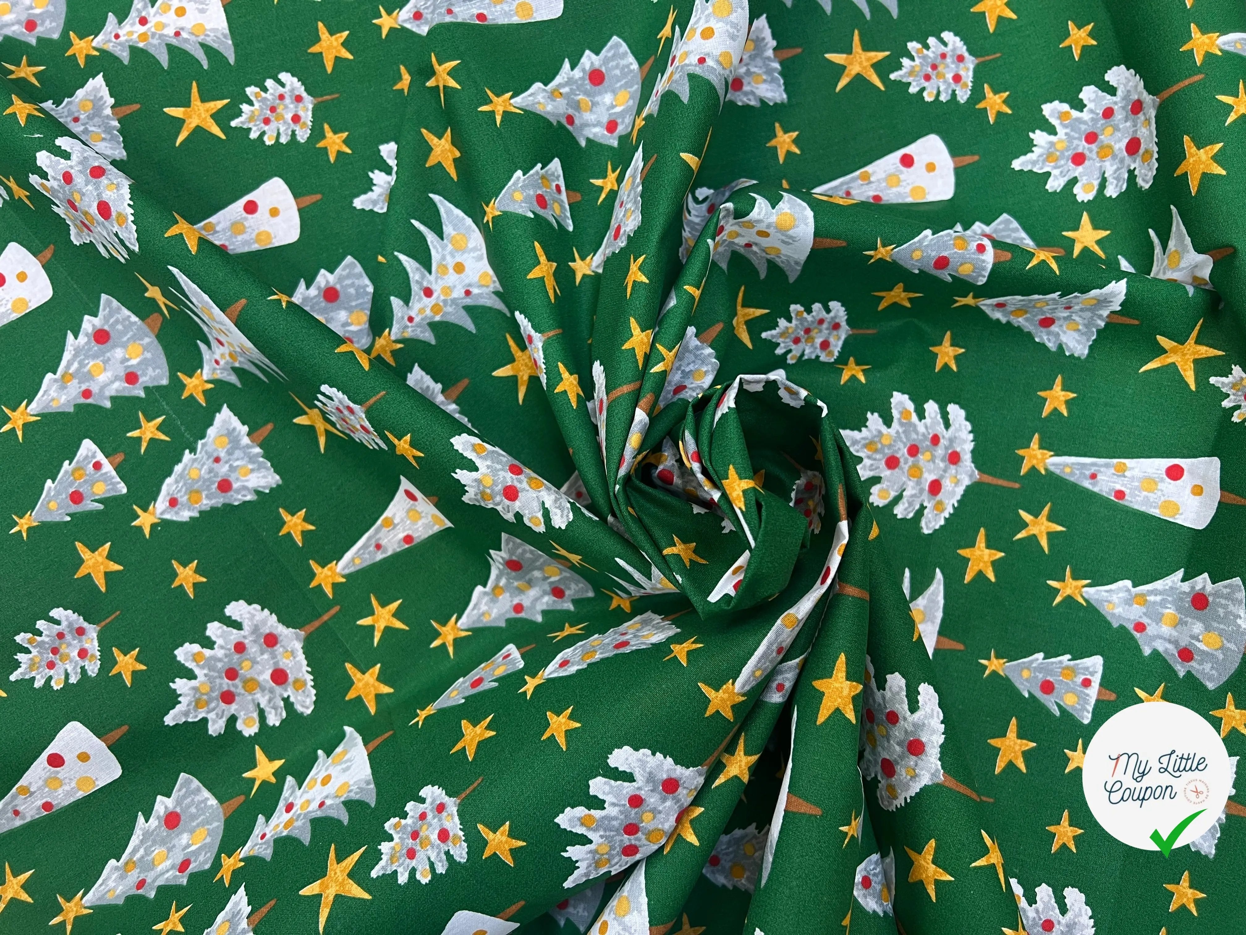 PERCALE COTON SOLVEIG VERT PRINT - My Little Coupon