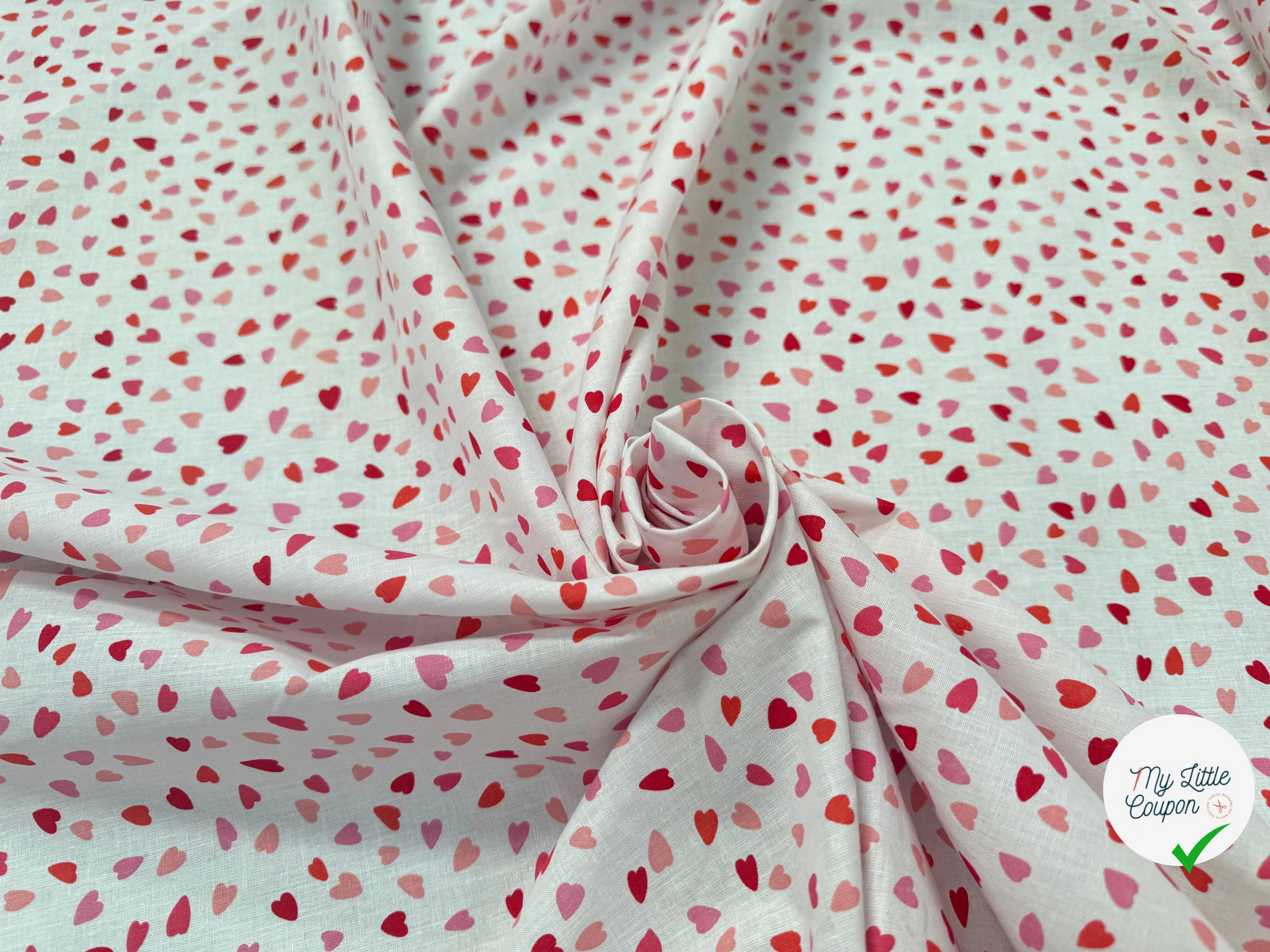 PERCALE DE COTON AMOUR BLANC - My Little Coupon