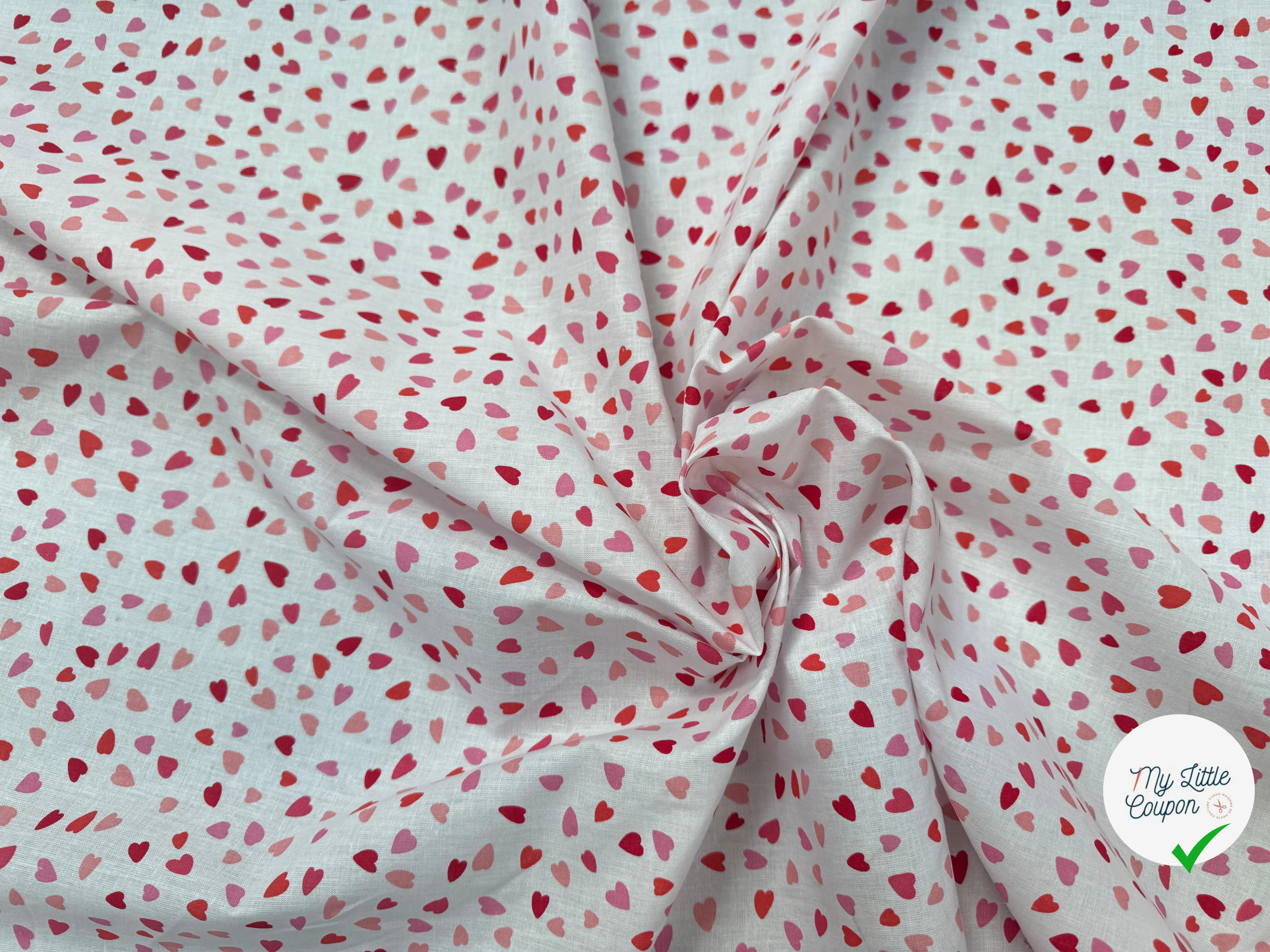 PERCALE DE COTON AMOUR BLANC - My Little Coupon