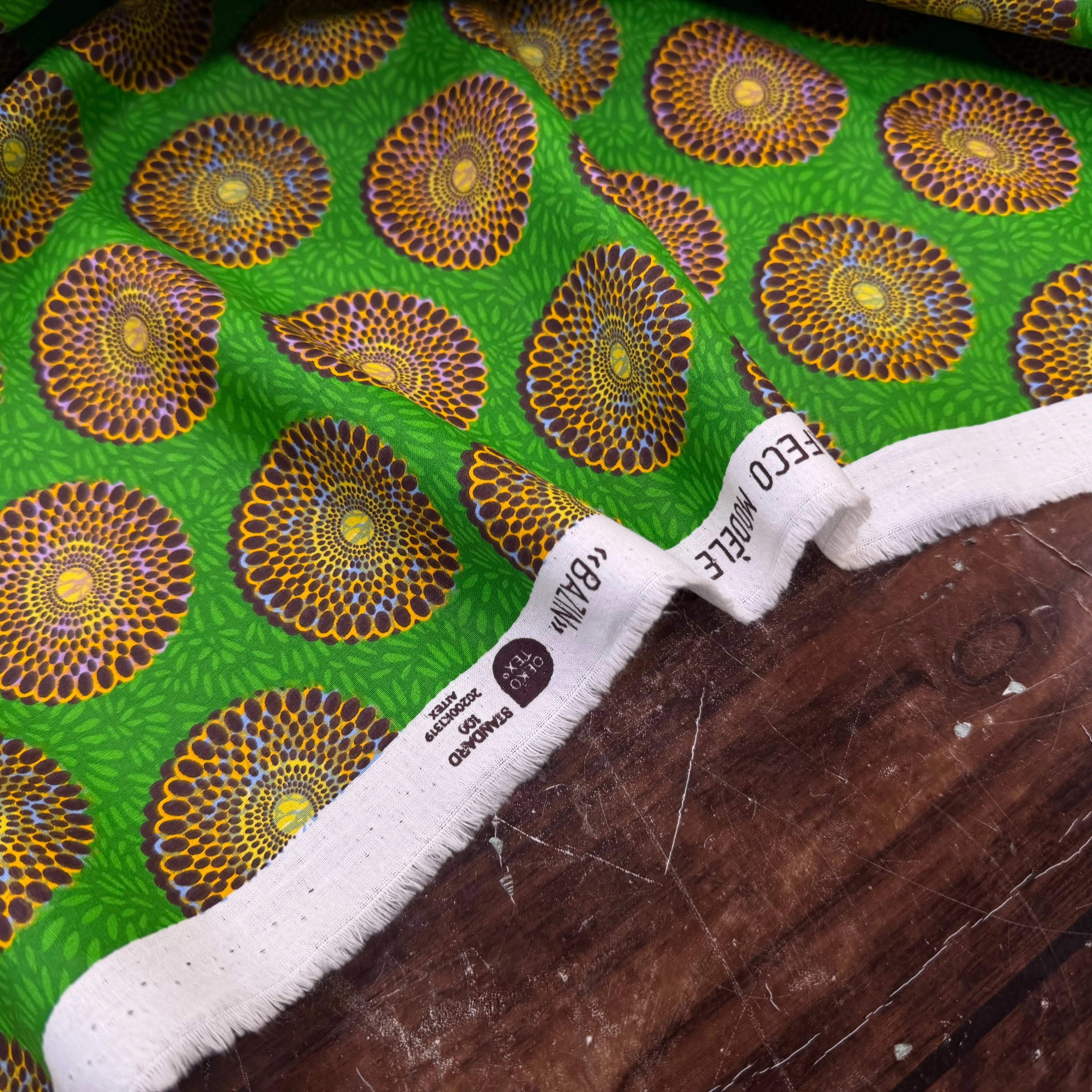 PERCALE DE COTON BAZIN VERT 150 CM - My Little Coupon