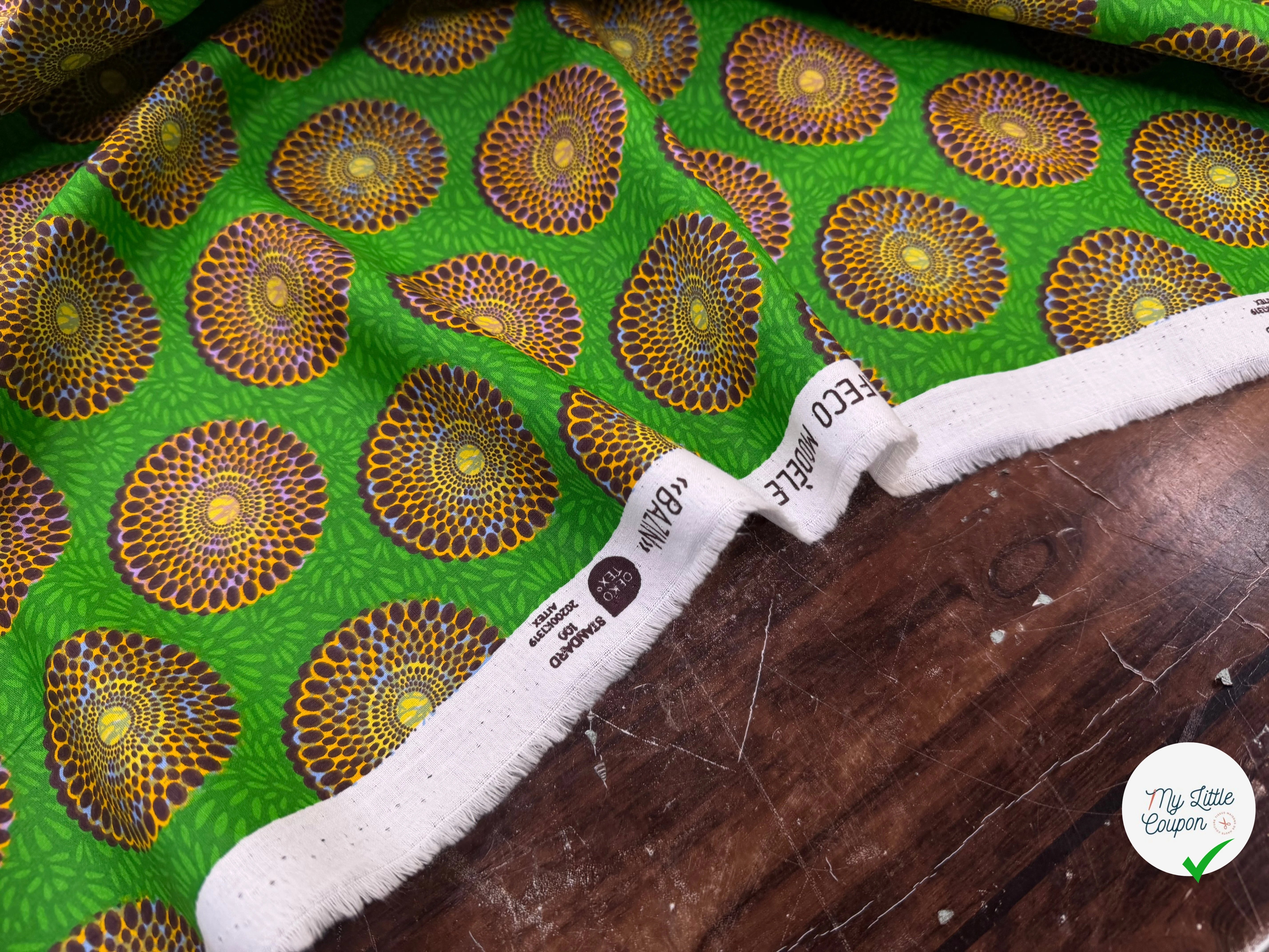 PERCALE DE COTON BAZIN VERT 150 CM - My Little Coupon