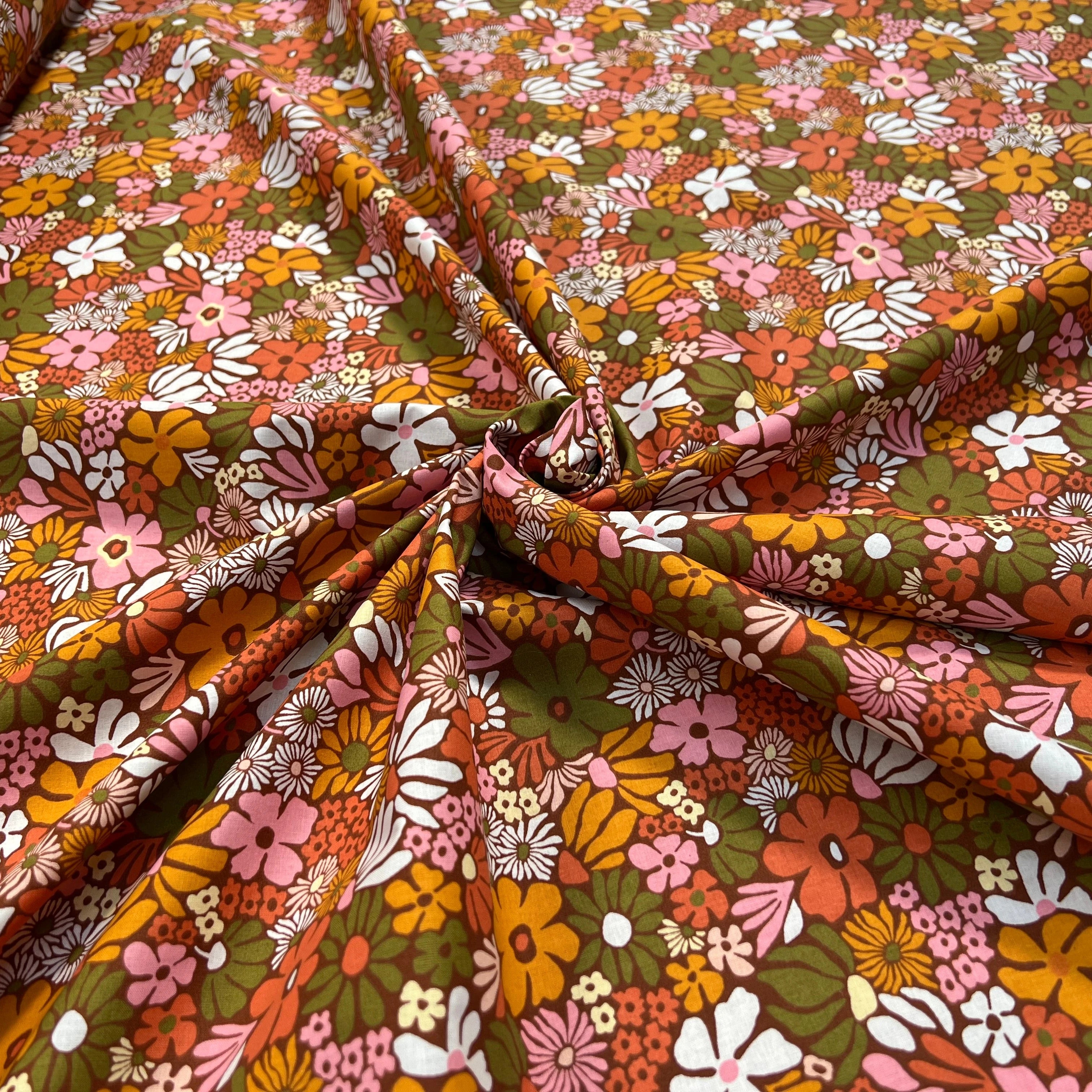 PERCALE DE COTON BEGONIA KAKI 150 CM - My Little Coupon