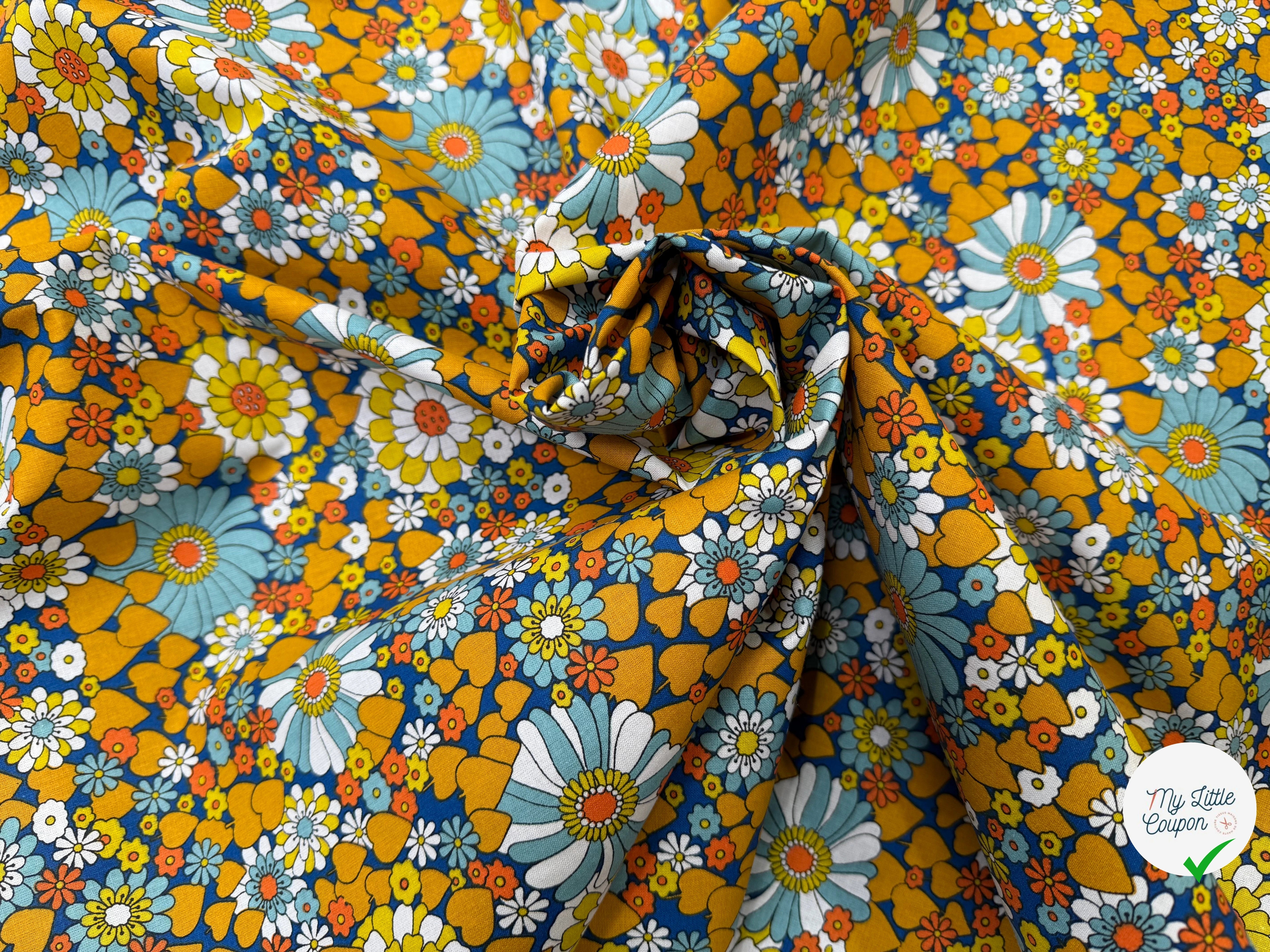 PERCALE DE COTON CHILL JAUNE BLEU 150 CM - My Little Coupon