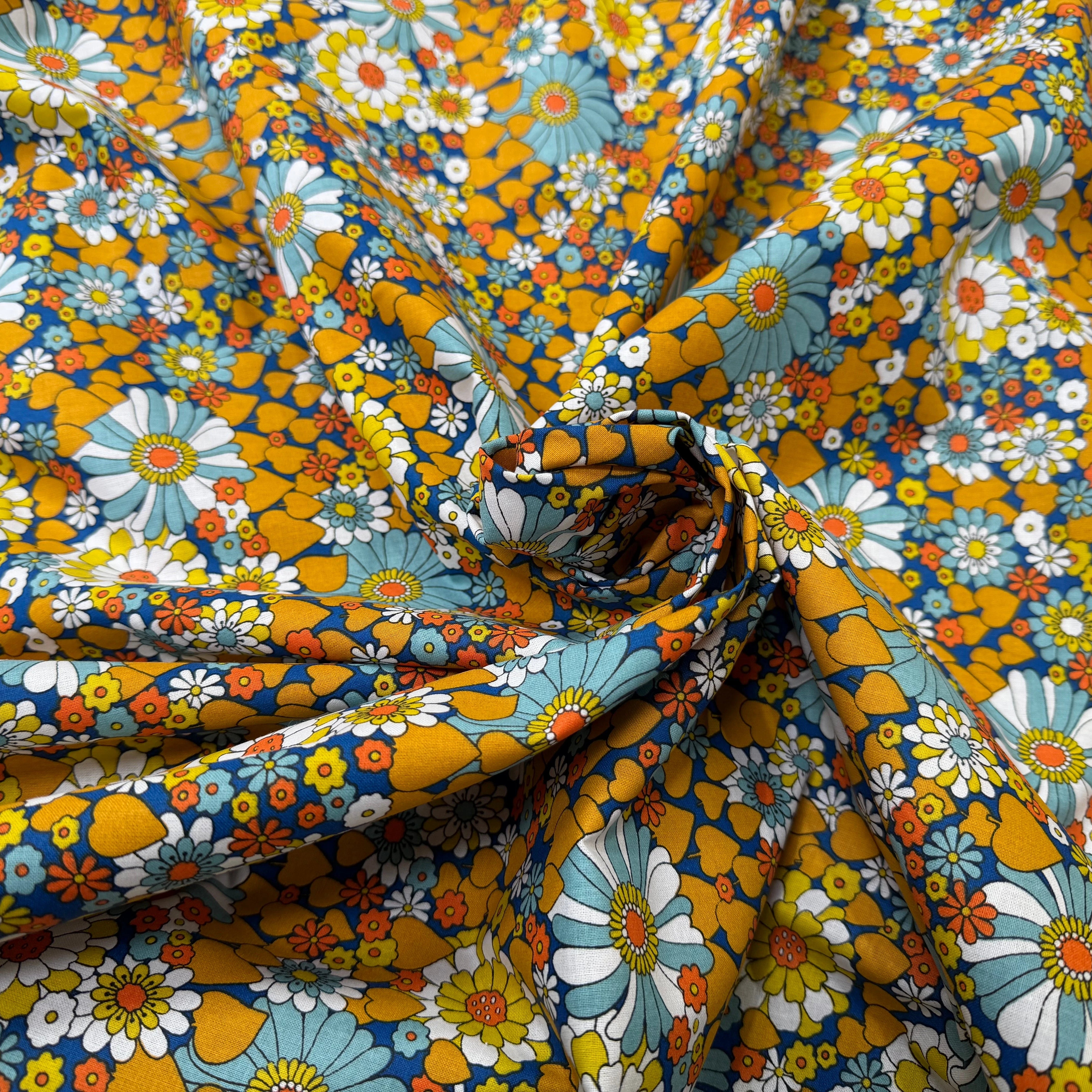 PERCALE DE COTON CHILL JAUNE BLEU 150 CM - My Little Coupon