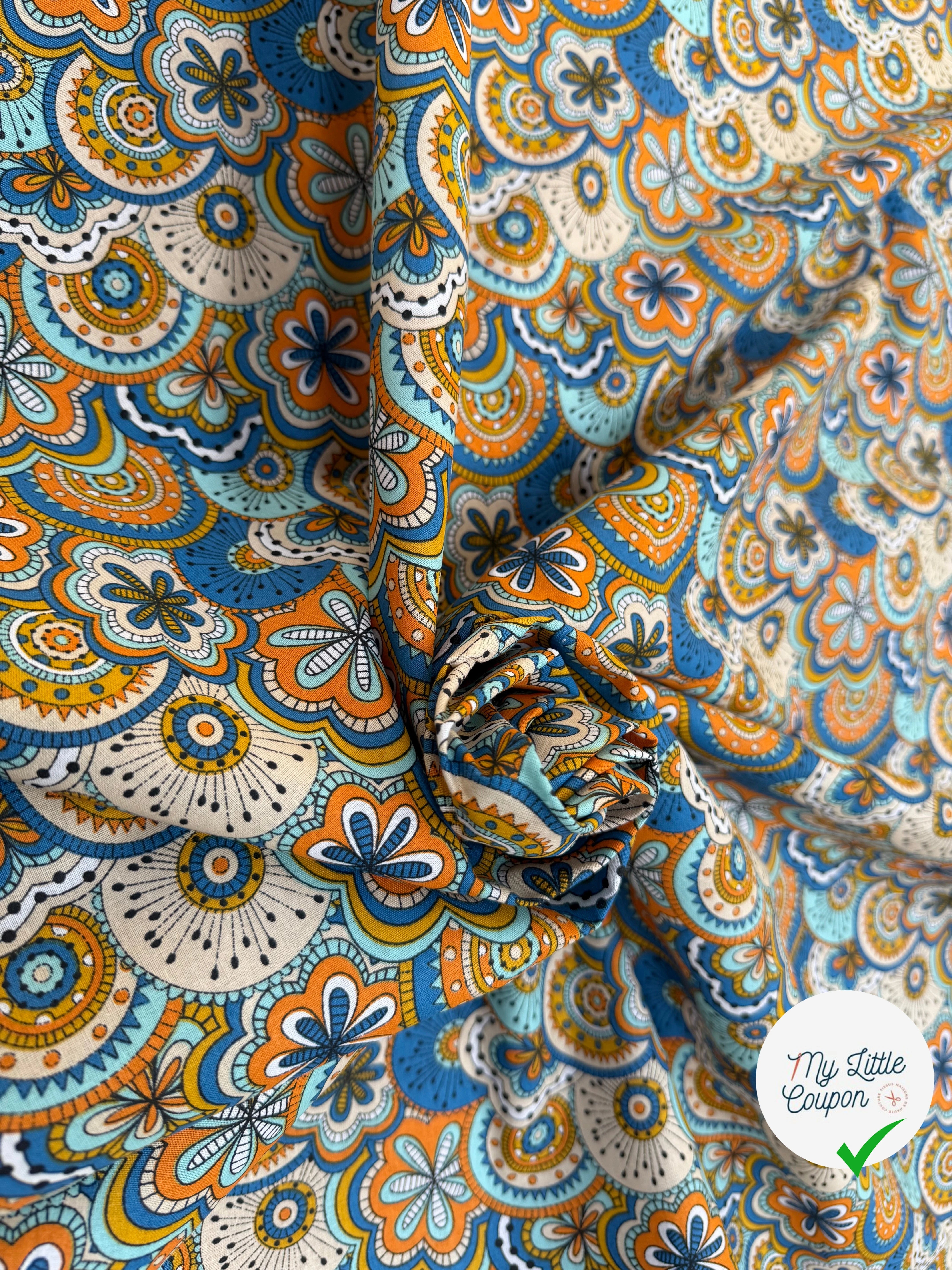 PERCALE DE COTON CHIMERE BLEU 150 CM - My Little Coupon