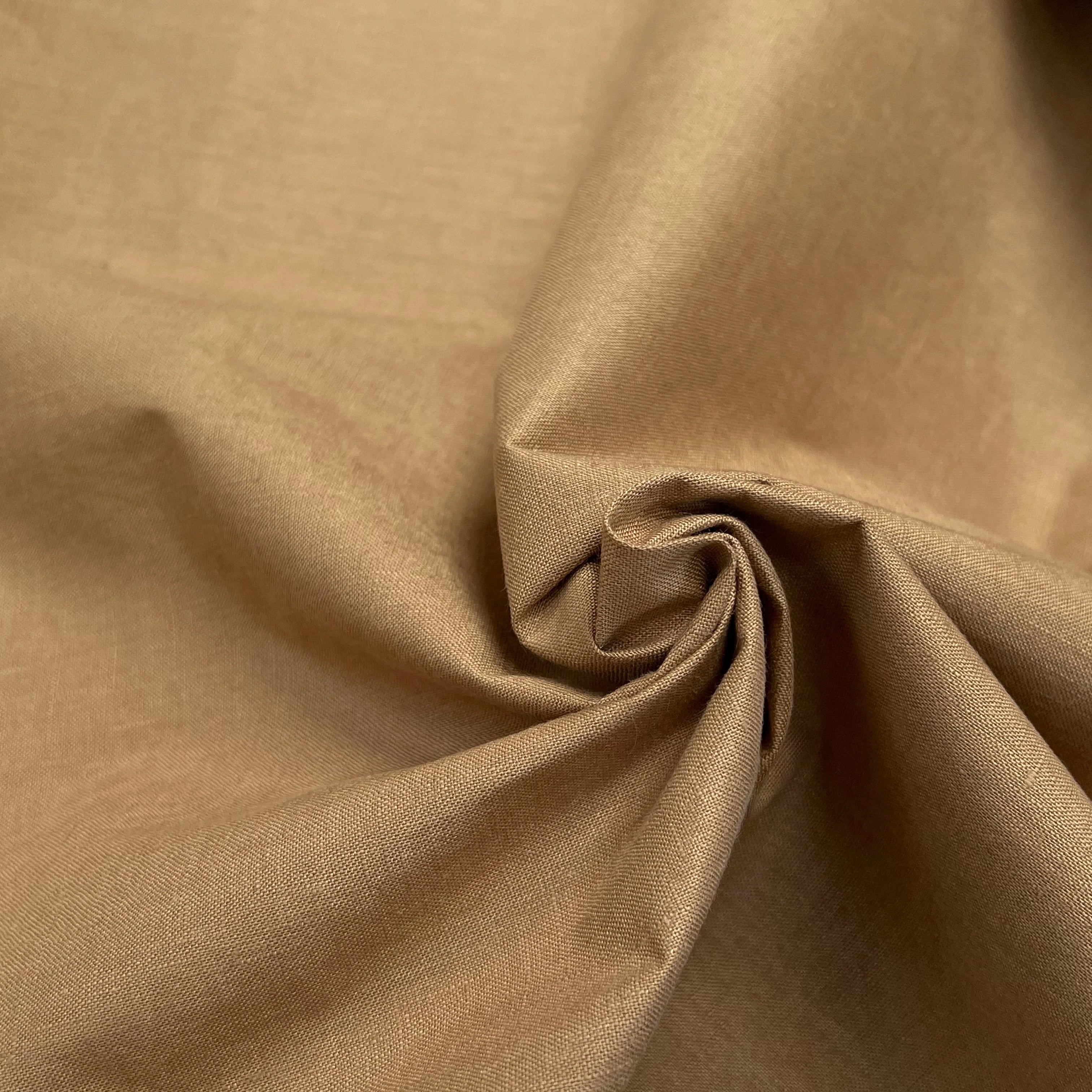 PERCALE DE COTON CHINTZÉ VILNIUS CONTRECOLLÉ ASPECT DAIM MARRON CAMEL - My Little Coupon