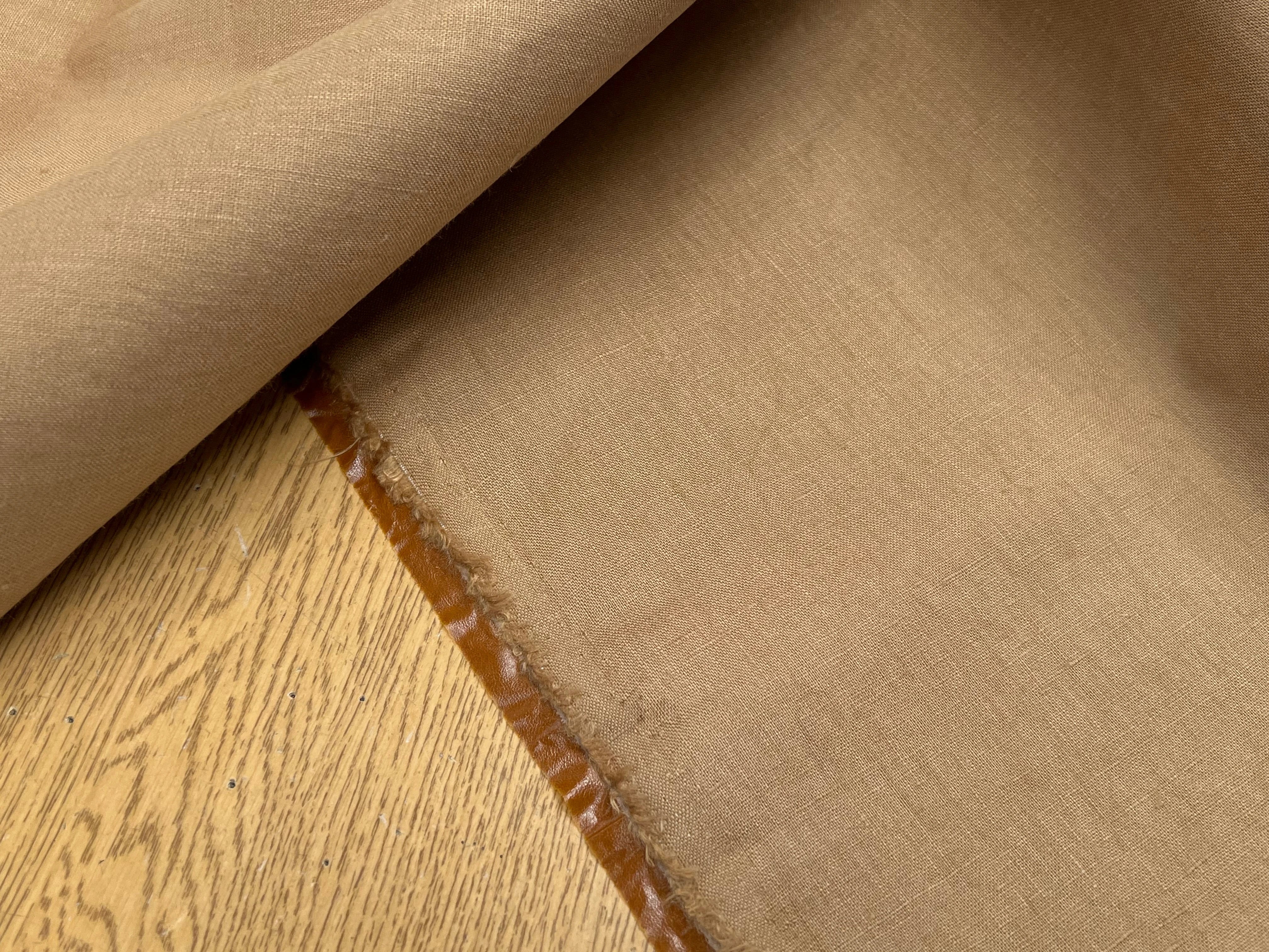 PERCALE DE COTON CHINTZÉ VILNIUS CONTRECOLLÉ ASPECT DAIM MARRON CAMEL - My Little Coupon