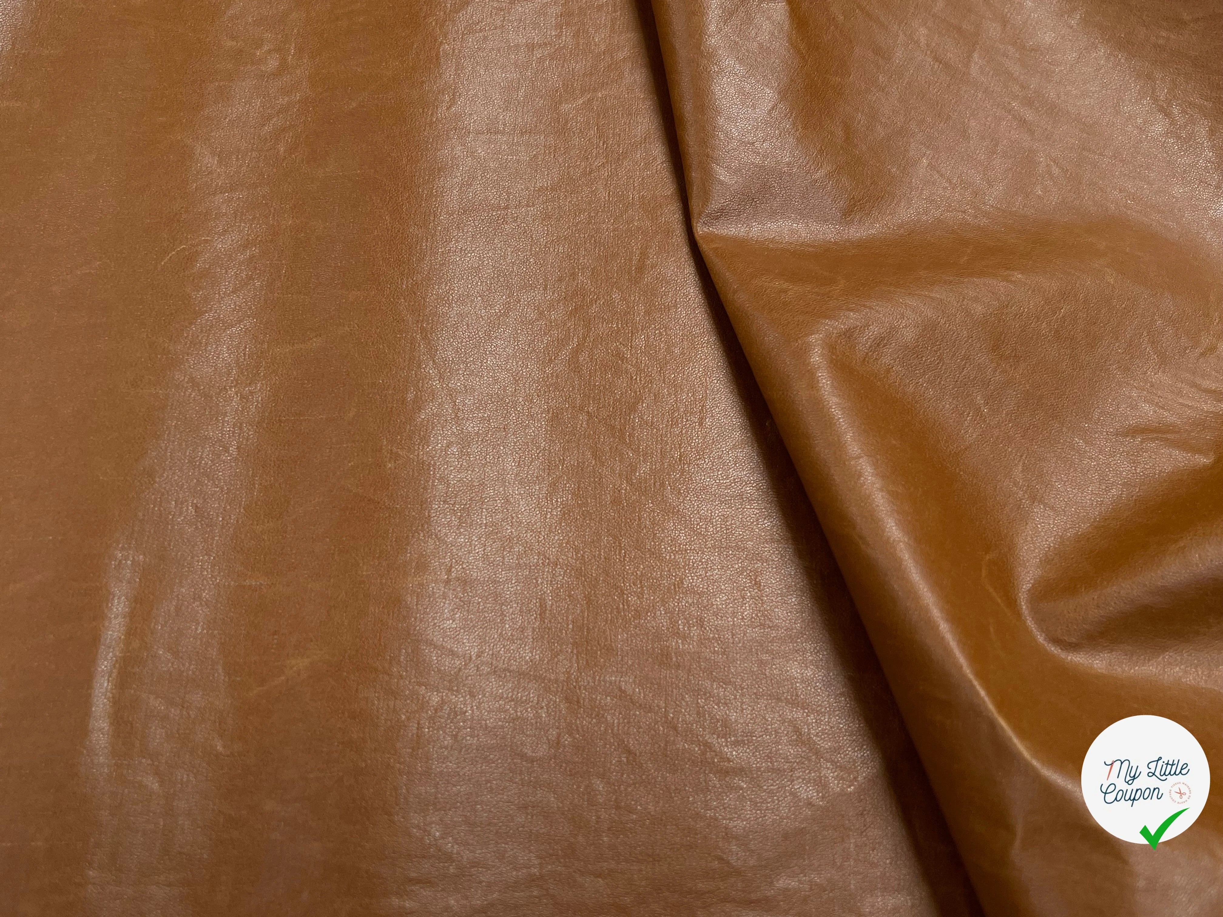 PERCALE DE COTON CHINTZÉ VILNIUS CONTRECOLLÉ ASPECT DAIM MARRON CAMEL - My Little Coupon