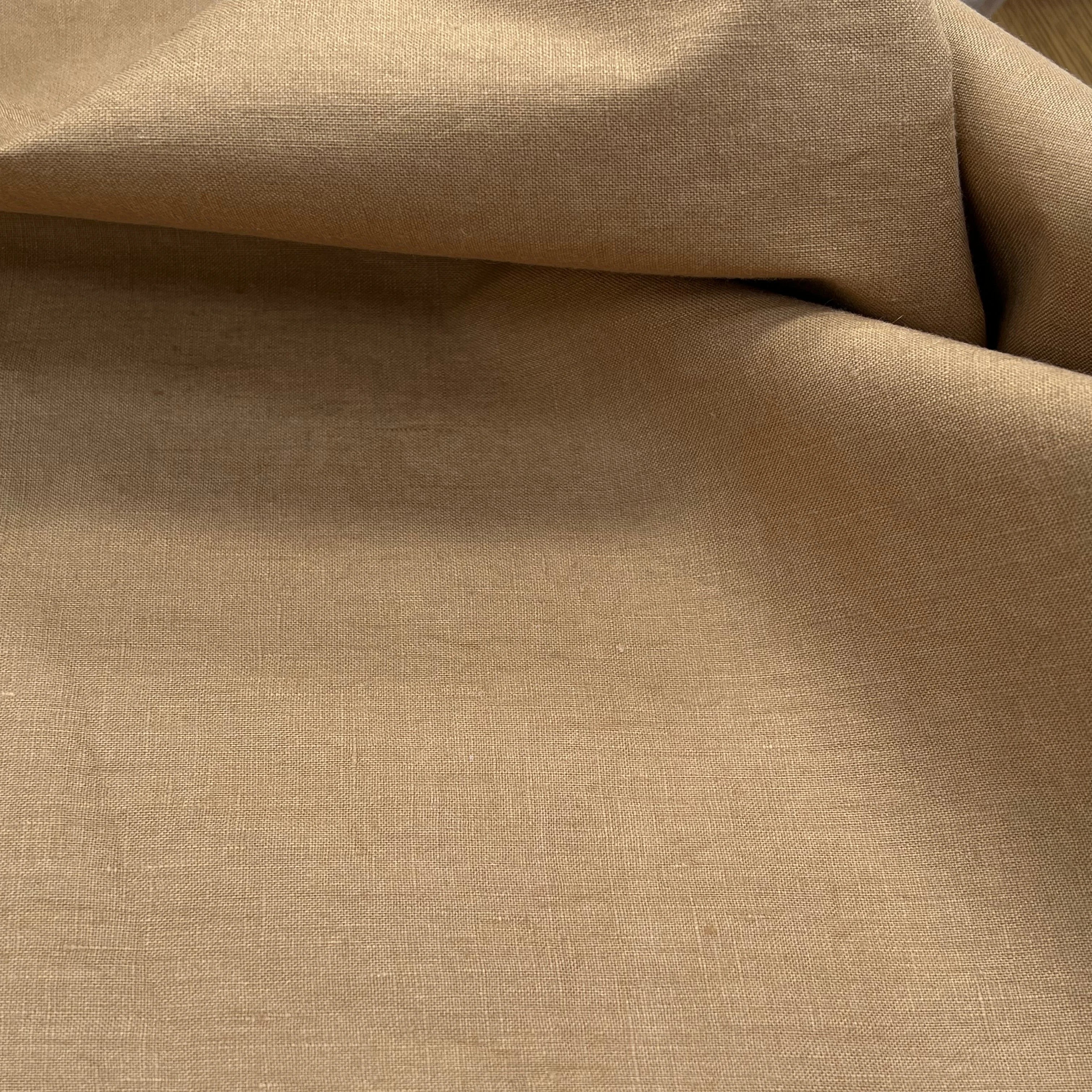 PERCALE DE COTON CHINTZÉ VILNIUS CONTRECOLLÉ ASPECT DAIM MARRON CAMEL - My Little Coupon