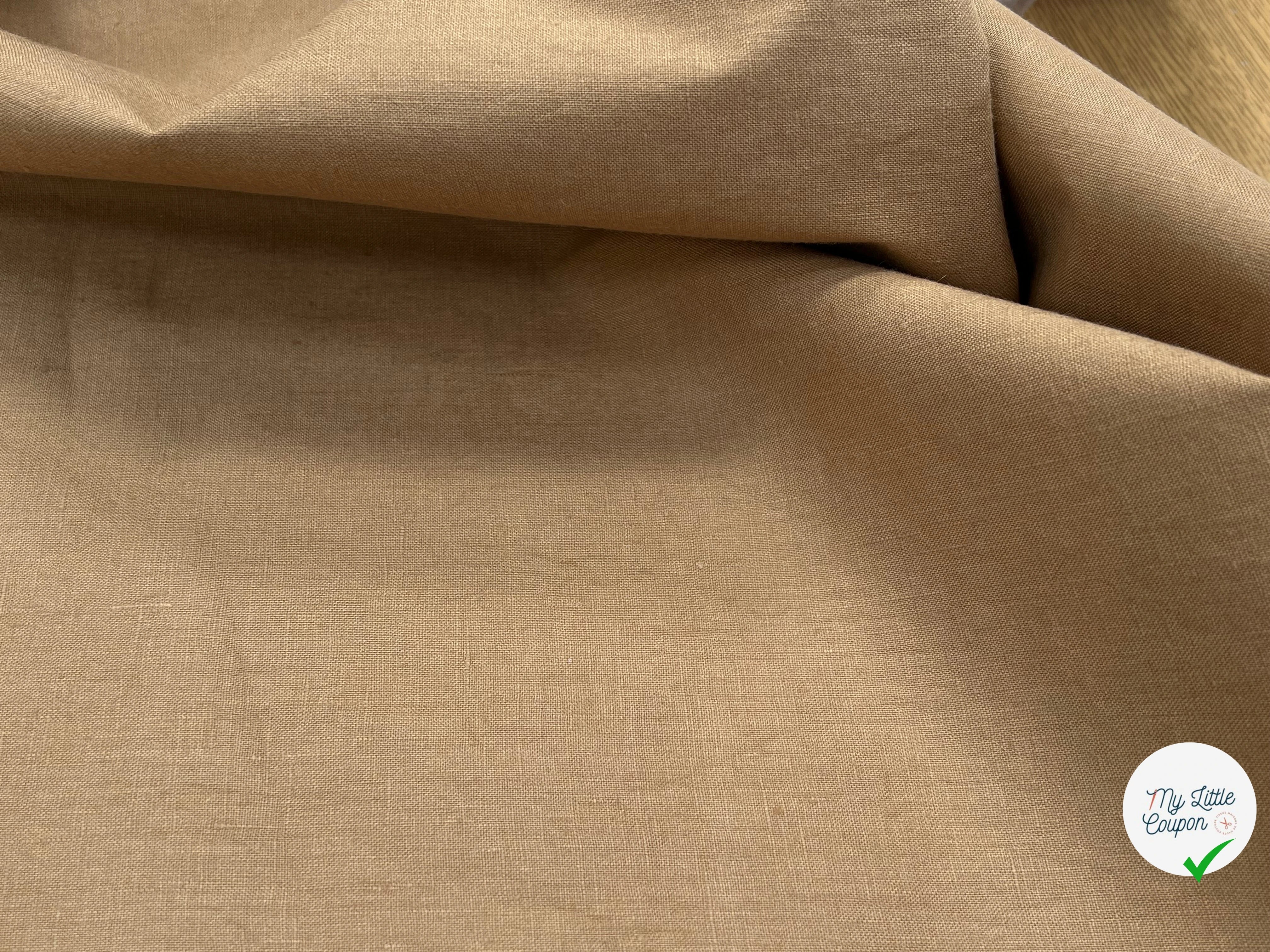 PERCALE DE COTON CHINTZÉ VILNIUS CONTRECOLLÉ ASPECT DAIM MARRON CAMEL - My Little Coupon