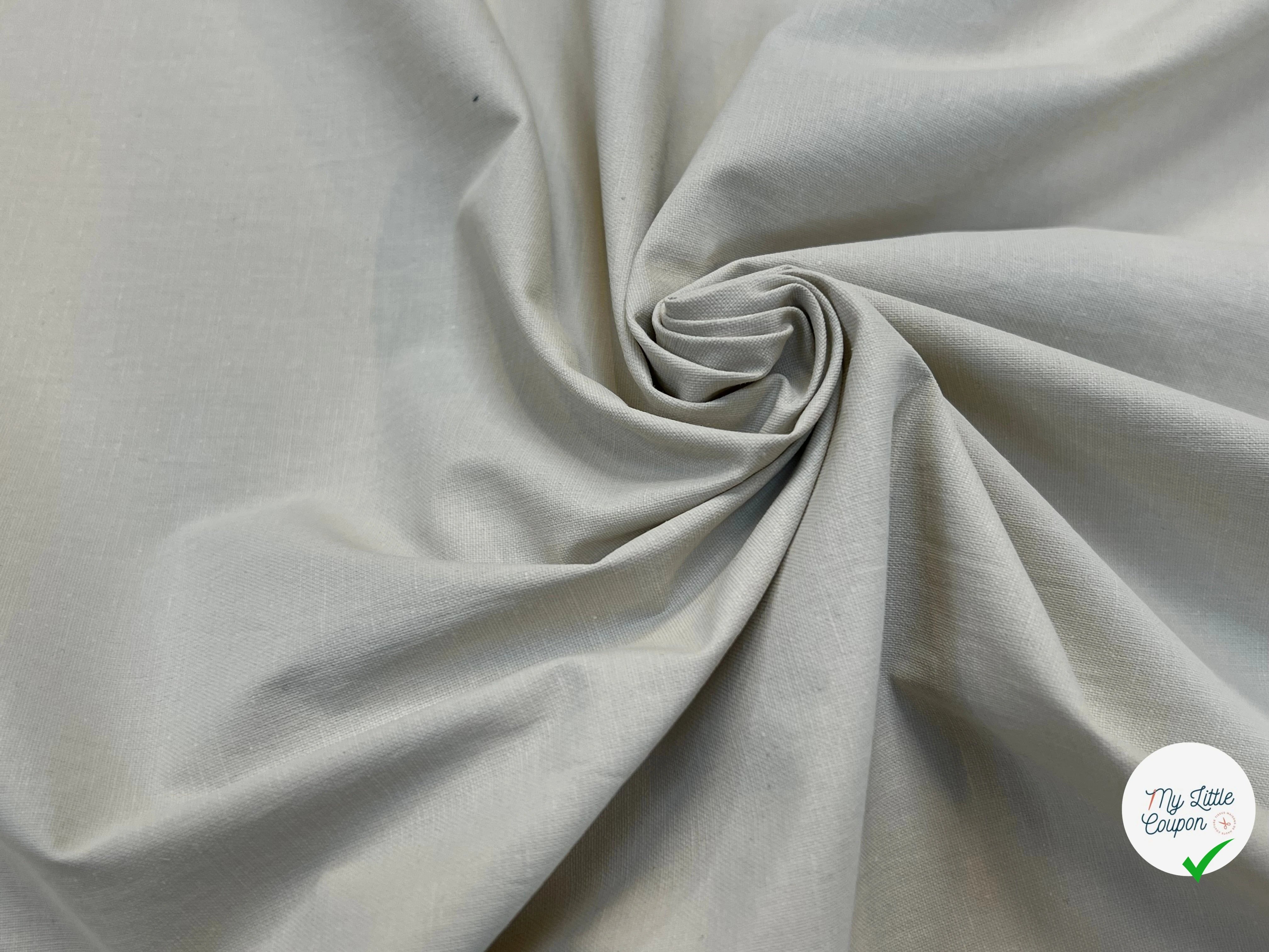 PERCALE DE COTON CHINTZÉ VILNIUS UNE FACE VANILLE ET L'AUTRE BLANC LÉGÈREMENT CASSÉ - My Little Coupon