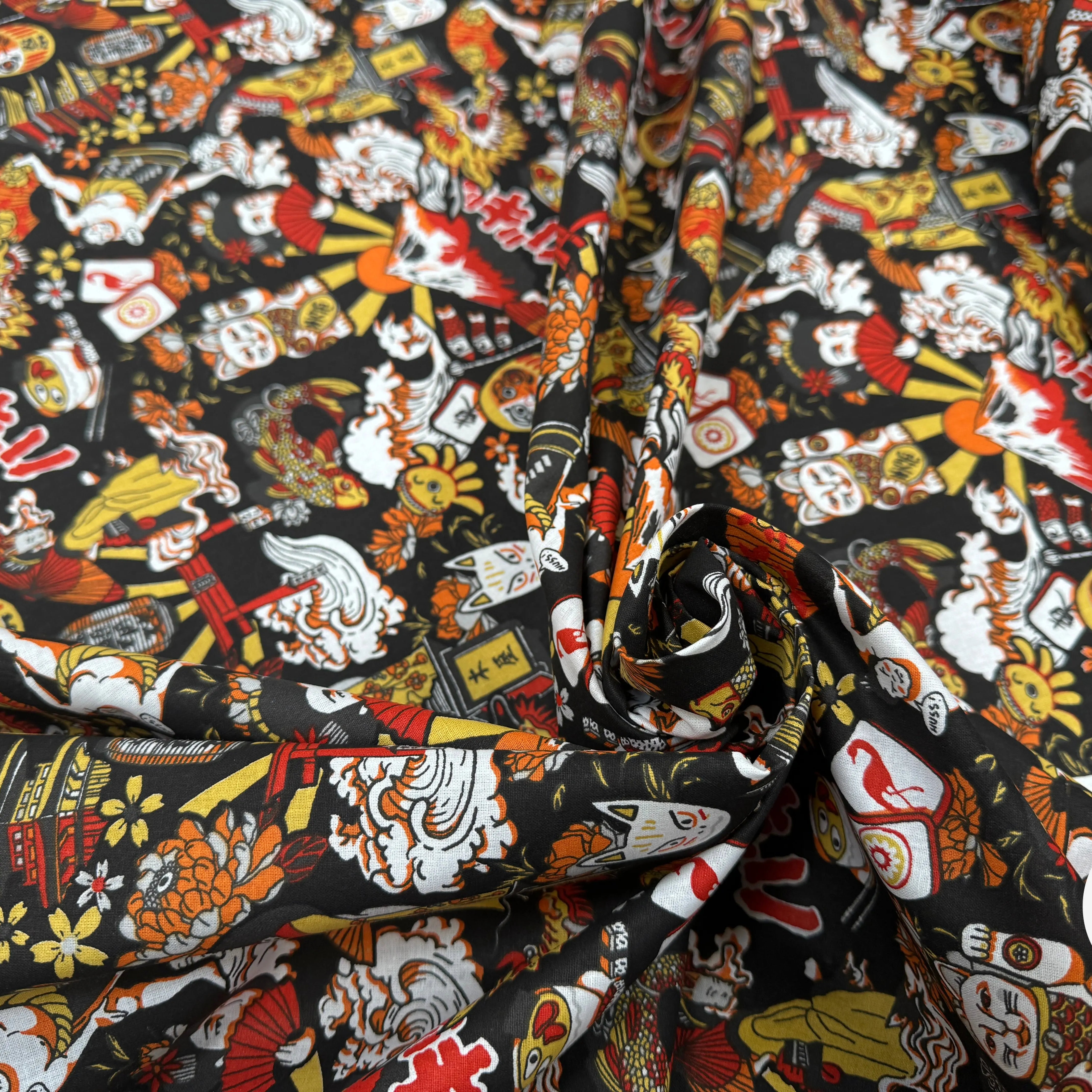 PERCALE DE COTON DARUMA NOIR - My Little Coupon