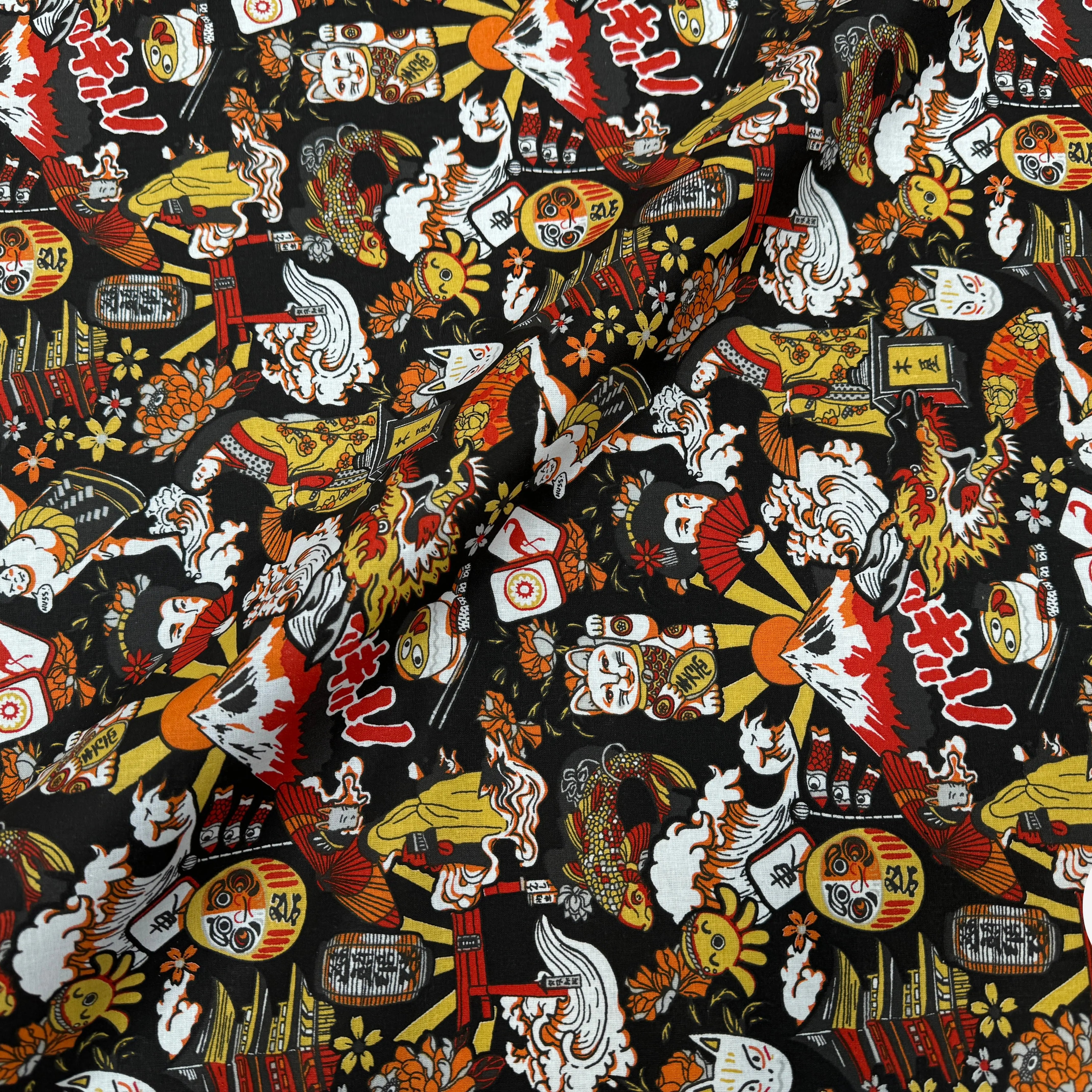 PERCALE DE COTON DARUMA NOIR - My Little Coupon