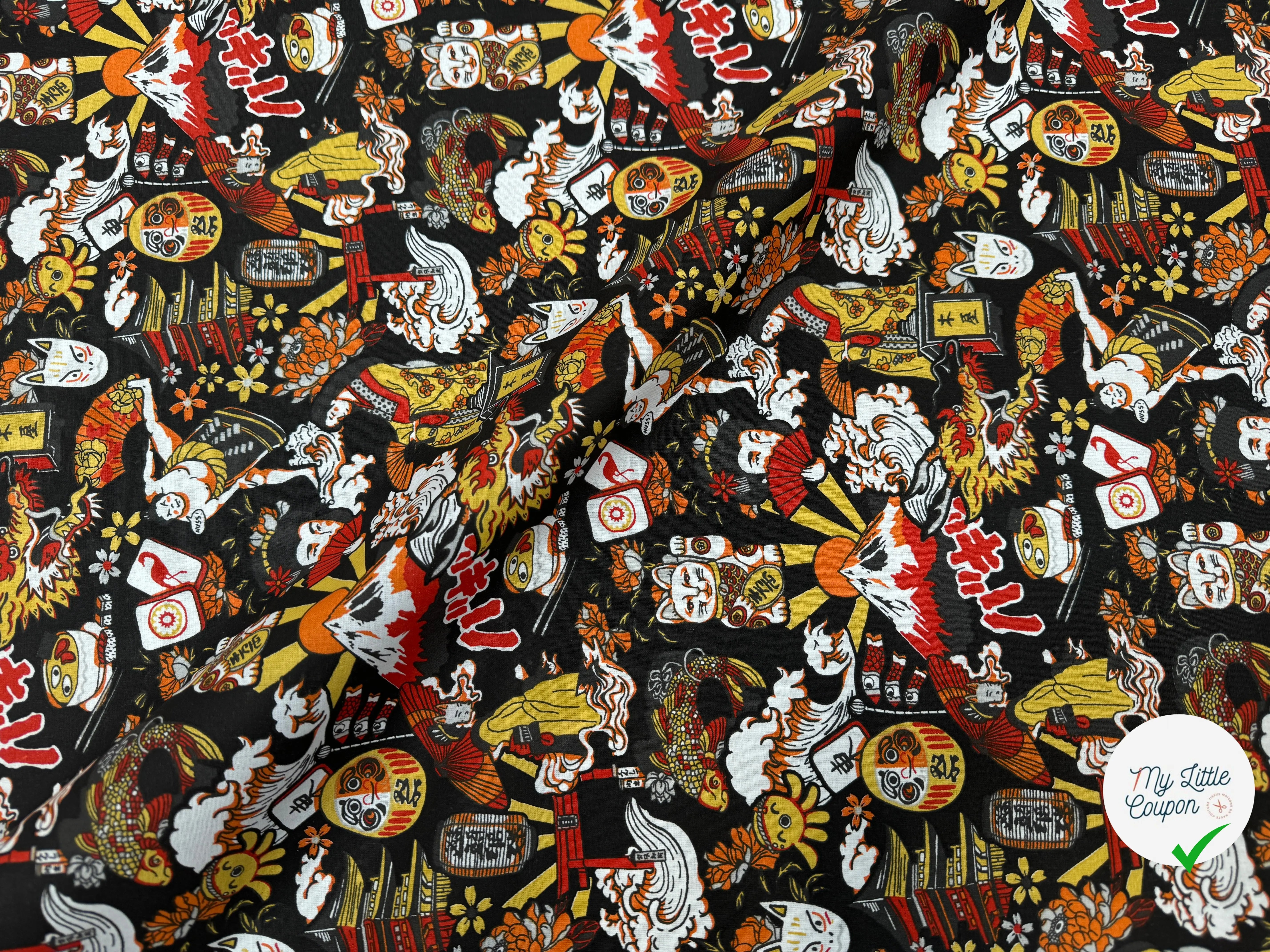 PERCALE DE COTON DARUMA NOIR - My Little Coupon