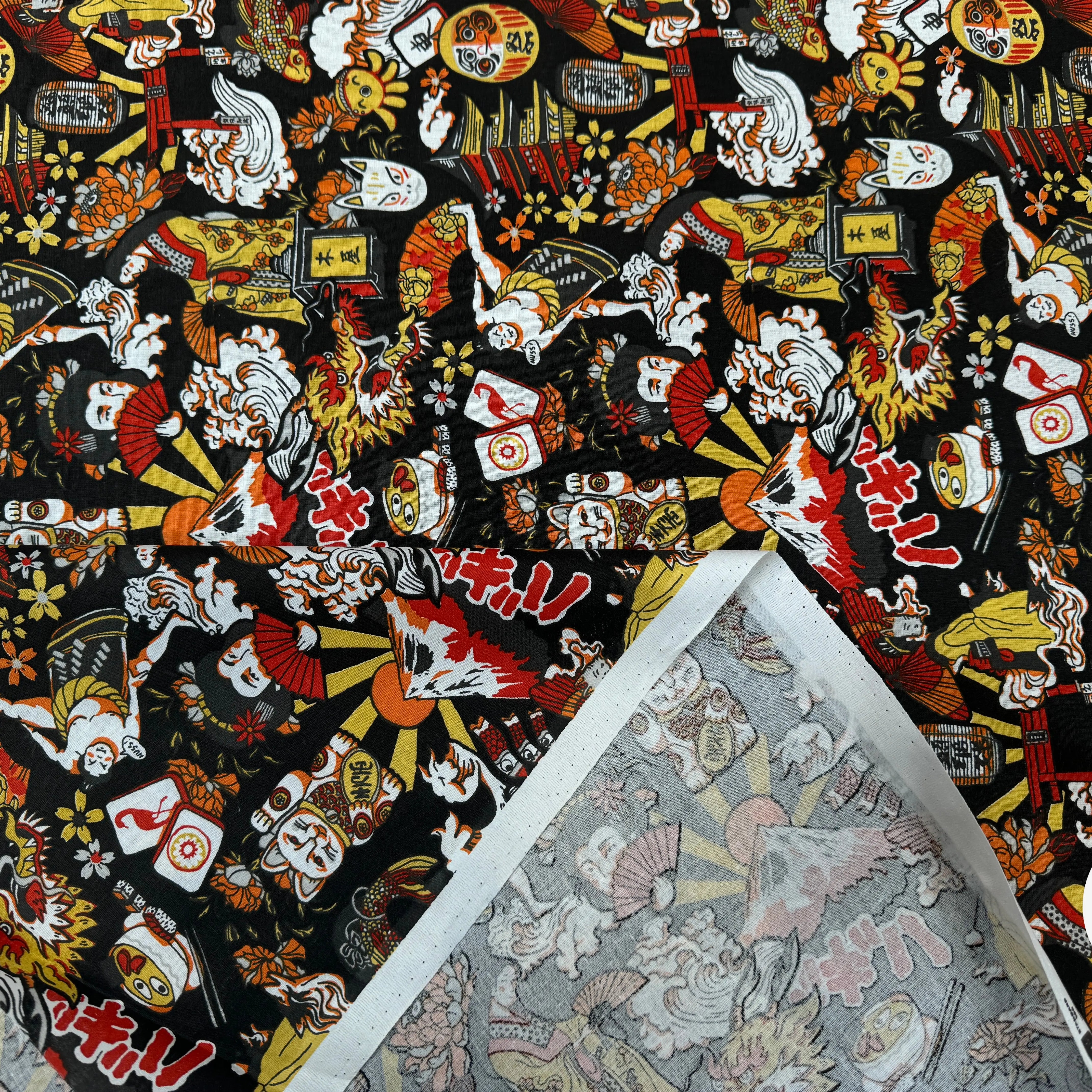 PERCALE DE COTON DARUMA NOIR - My Little Coupon