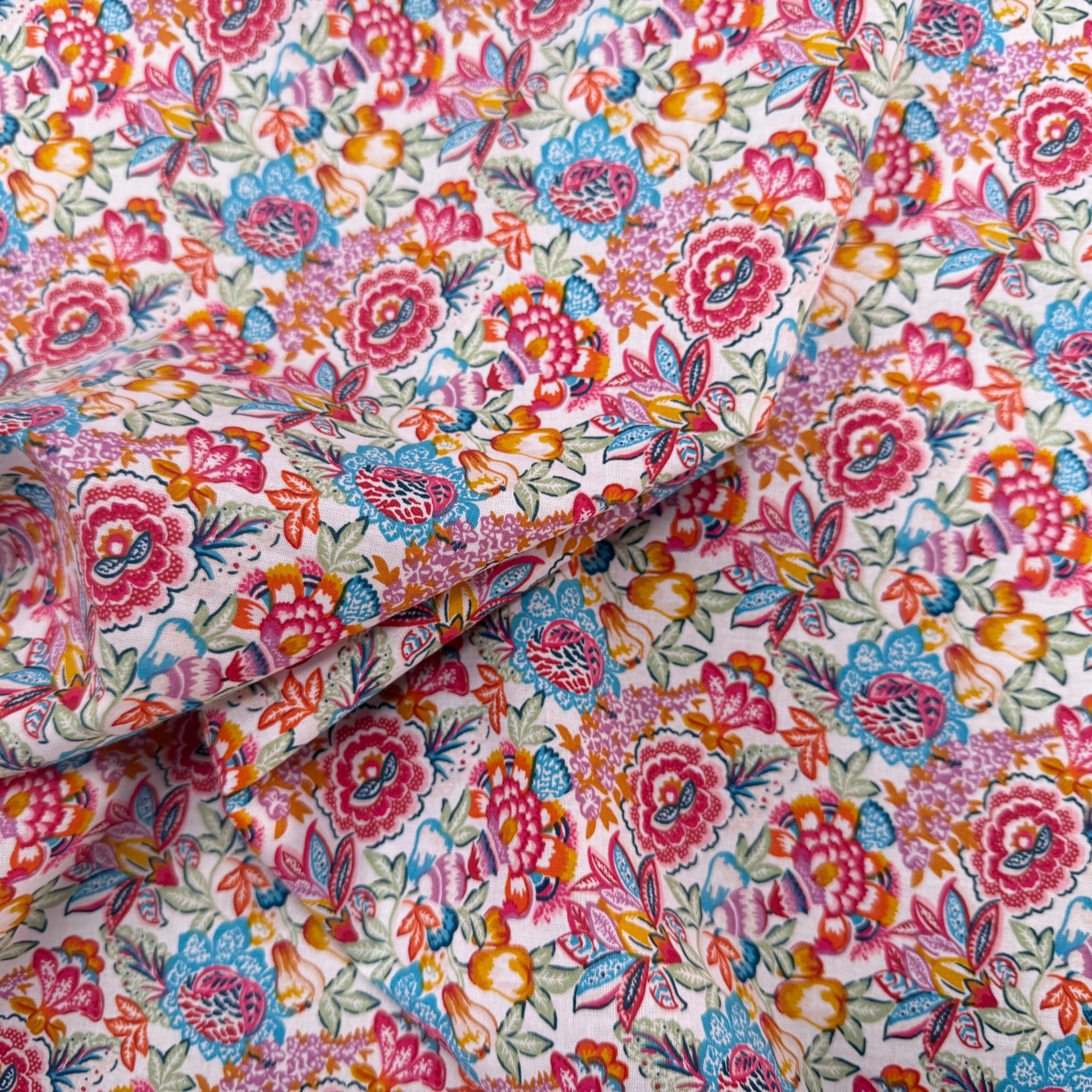 PERCALE DE COTON ESMERALDA BLANC BLEU 150 CM - My Little Coupon