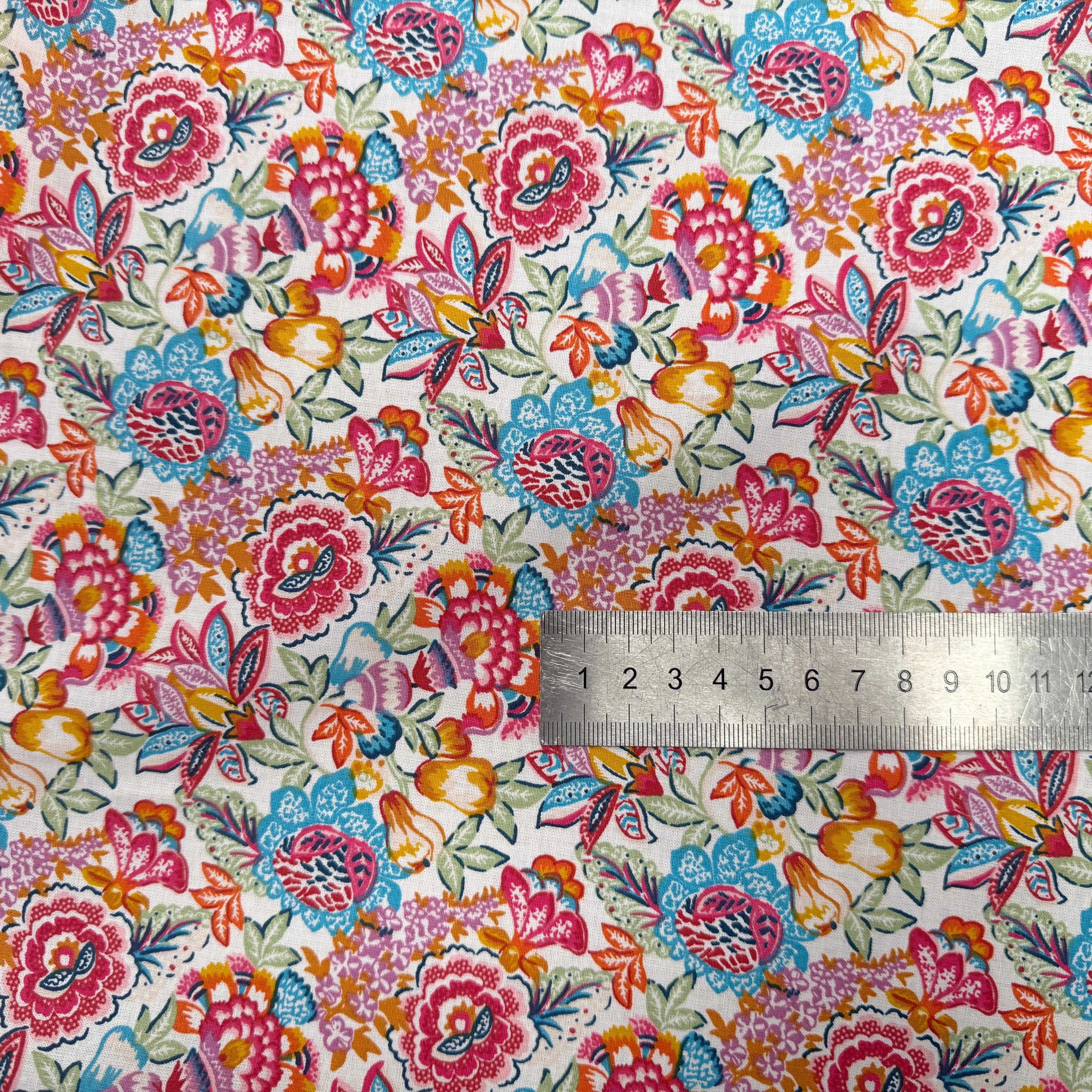 PERCALE DE COTON ESMERALDA BLANC BLEU 150 CM - My Little Coupon