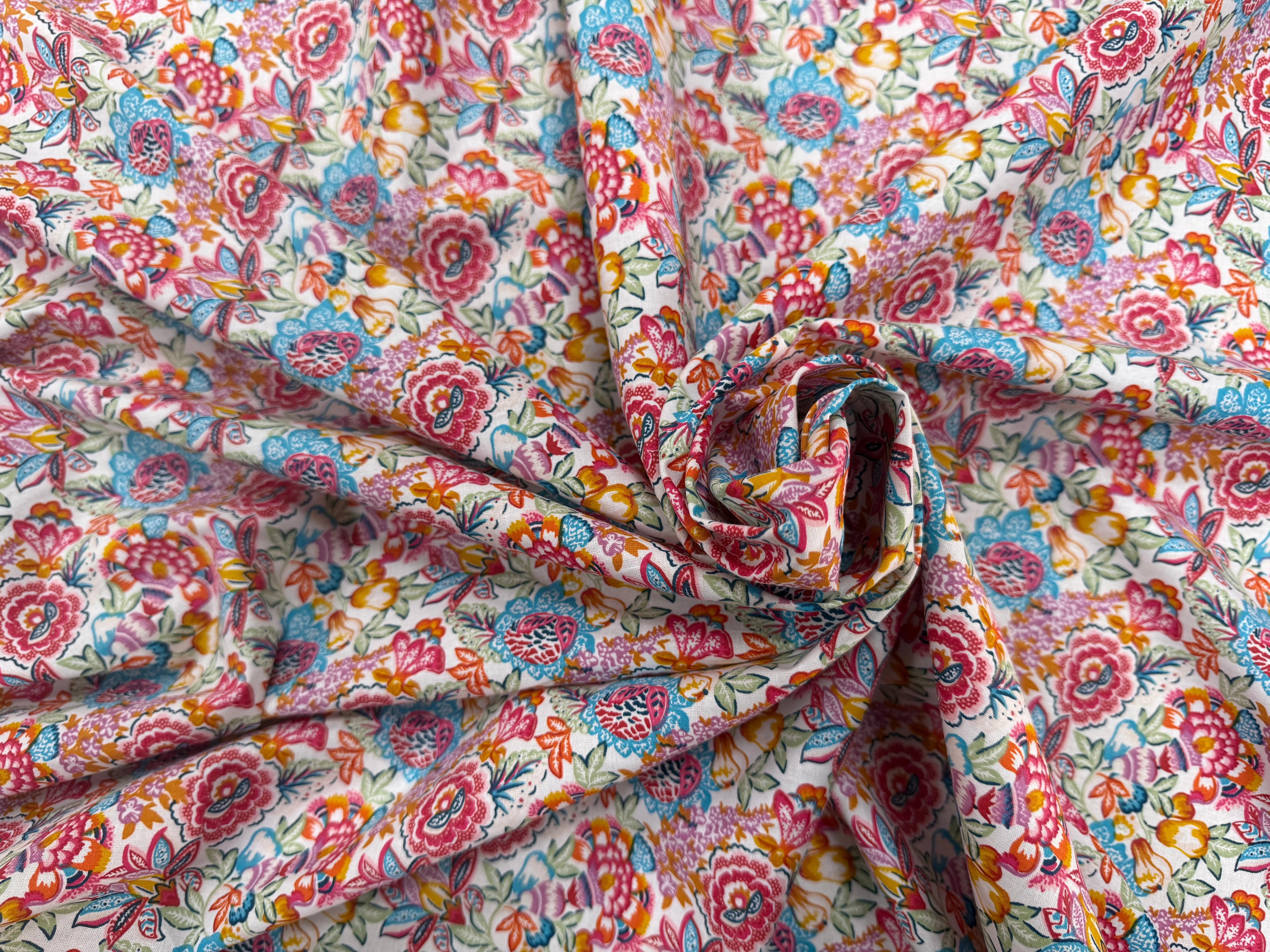 PERCALE DE COTON ESMERALDA BLANC BLEU 150 CM - My Little Coupon
