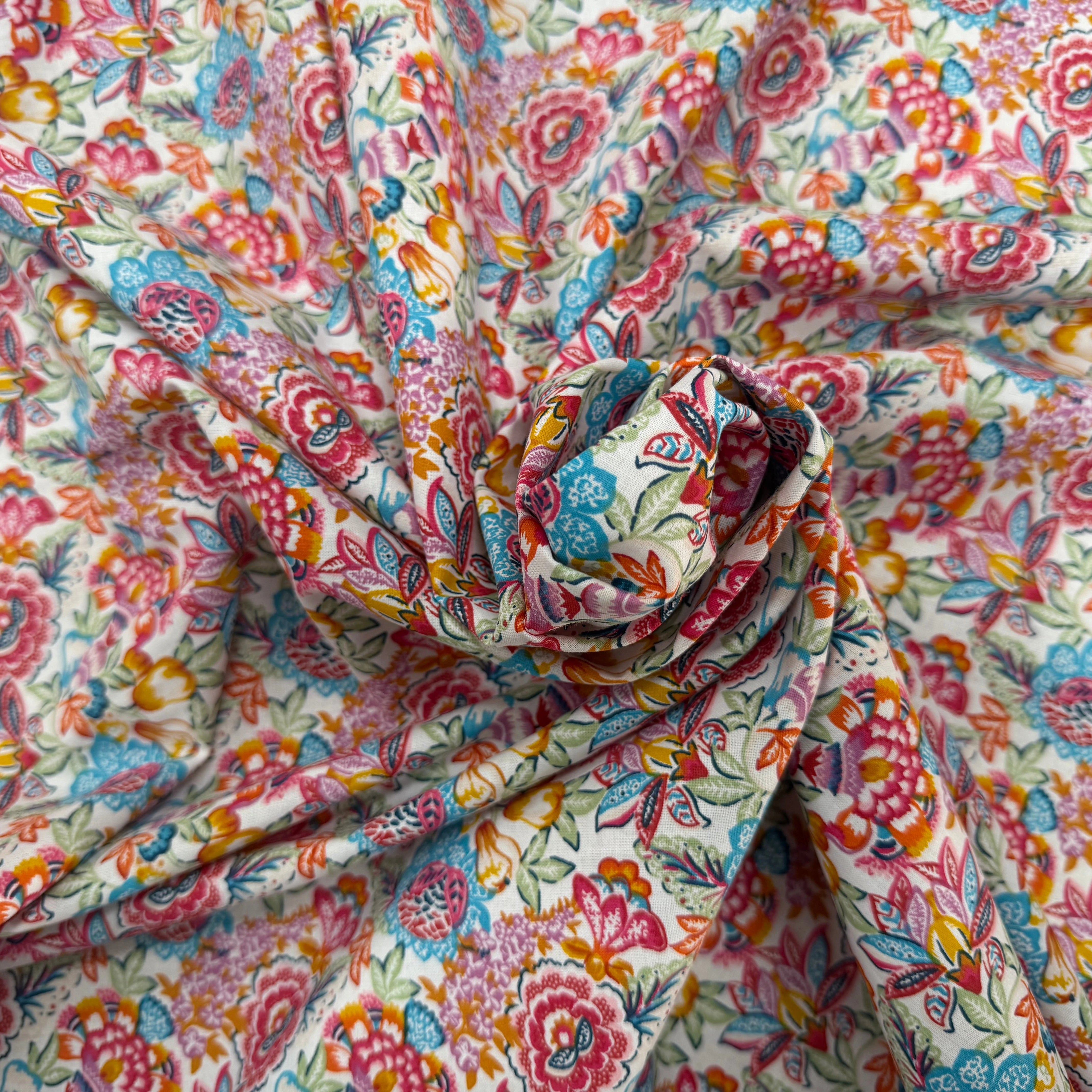 PERCALE DE COTON ESMERALDA BLANC BLEU 150 CM - My Little Coupon