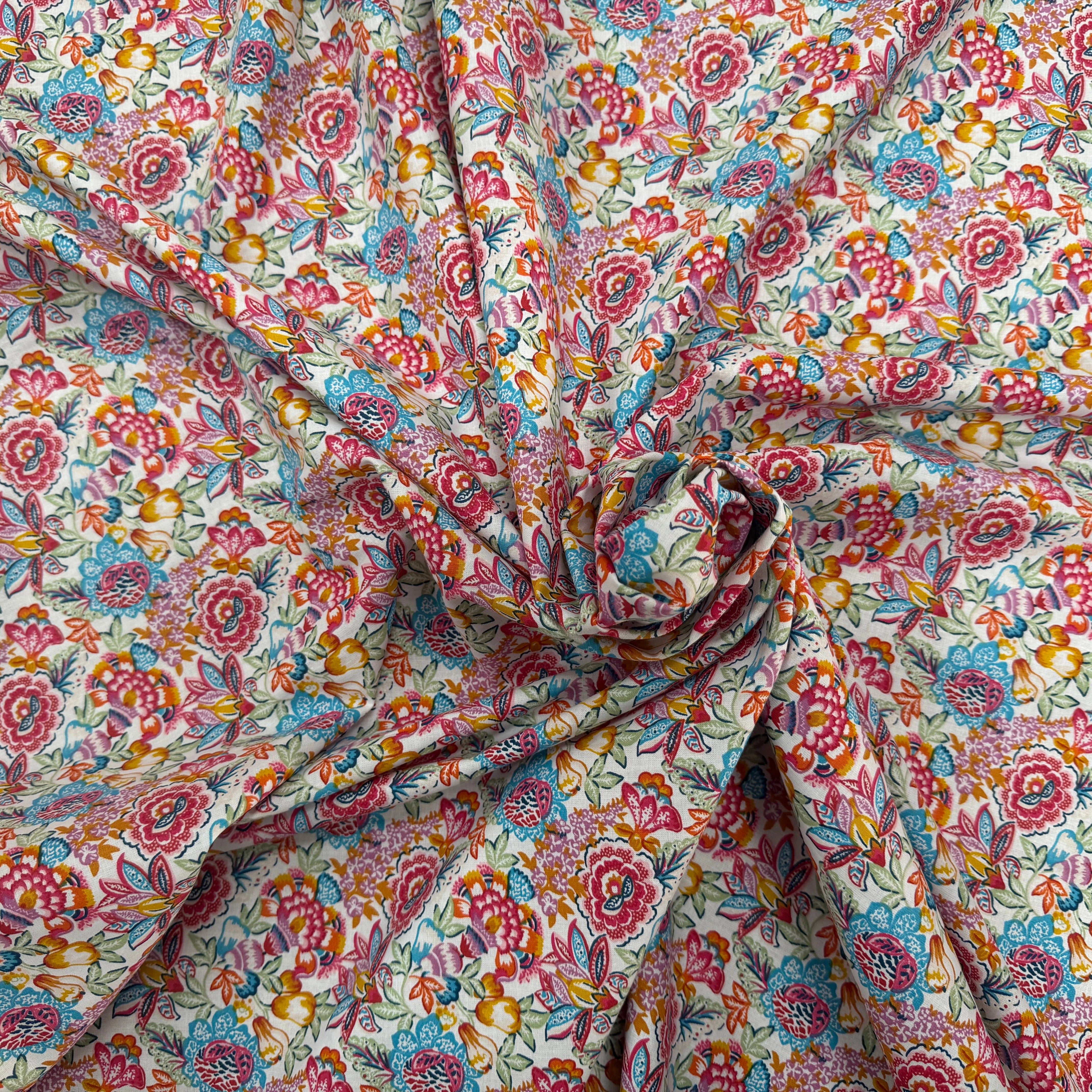 PERCALE DE COTON ESMERALDA BLANC BLEU 150 CM - My Little Coupon