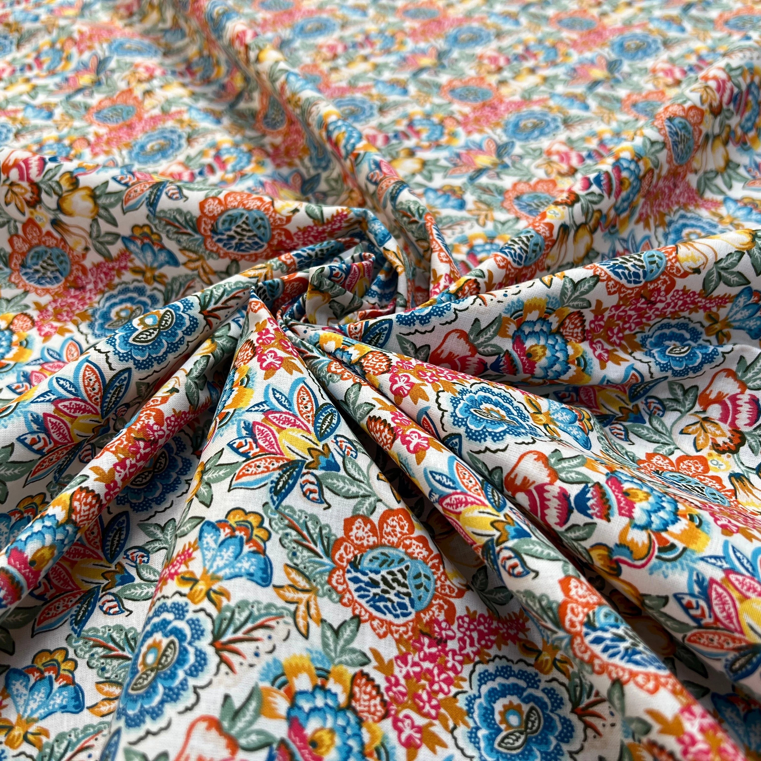 PERCALE DE COTON ESMERALDA BLANC ROSE 150 CM - My Little Coupon