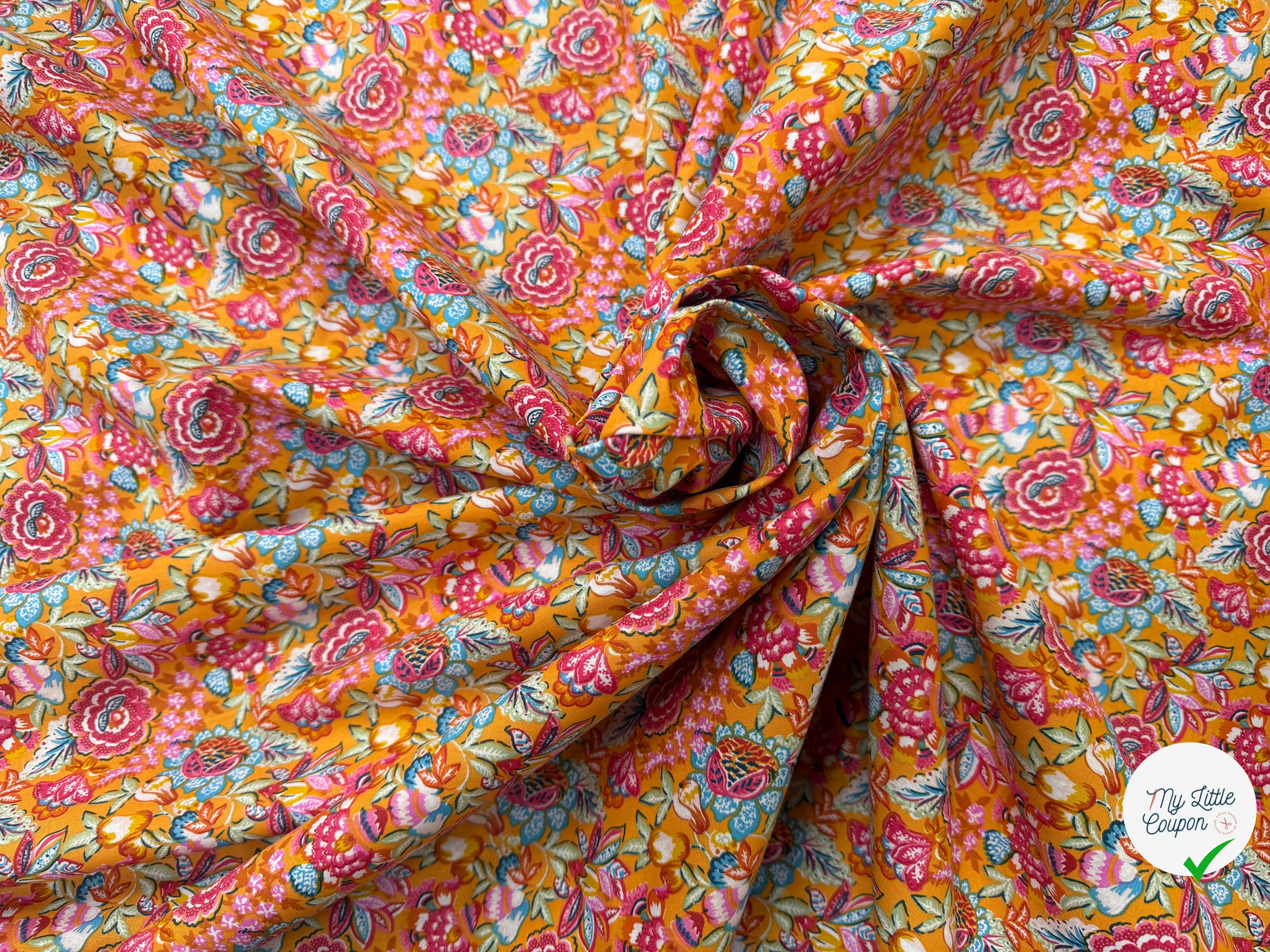 PERCALE DE COTON ESMERALDA JAUNE 150 CM - My Little Coupon
