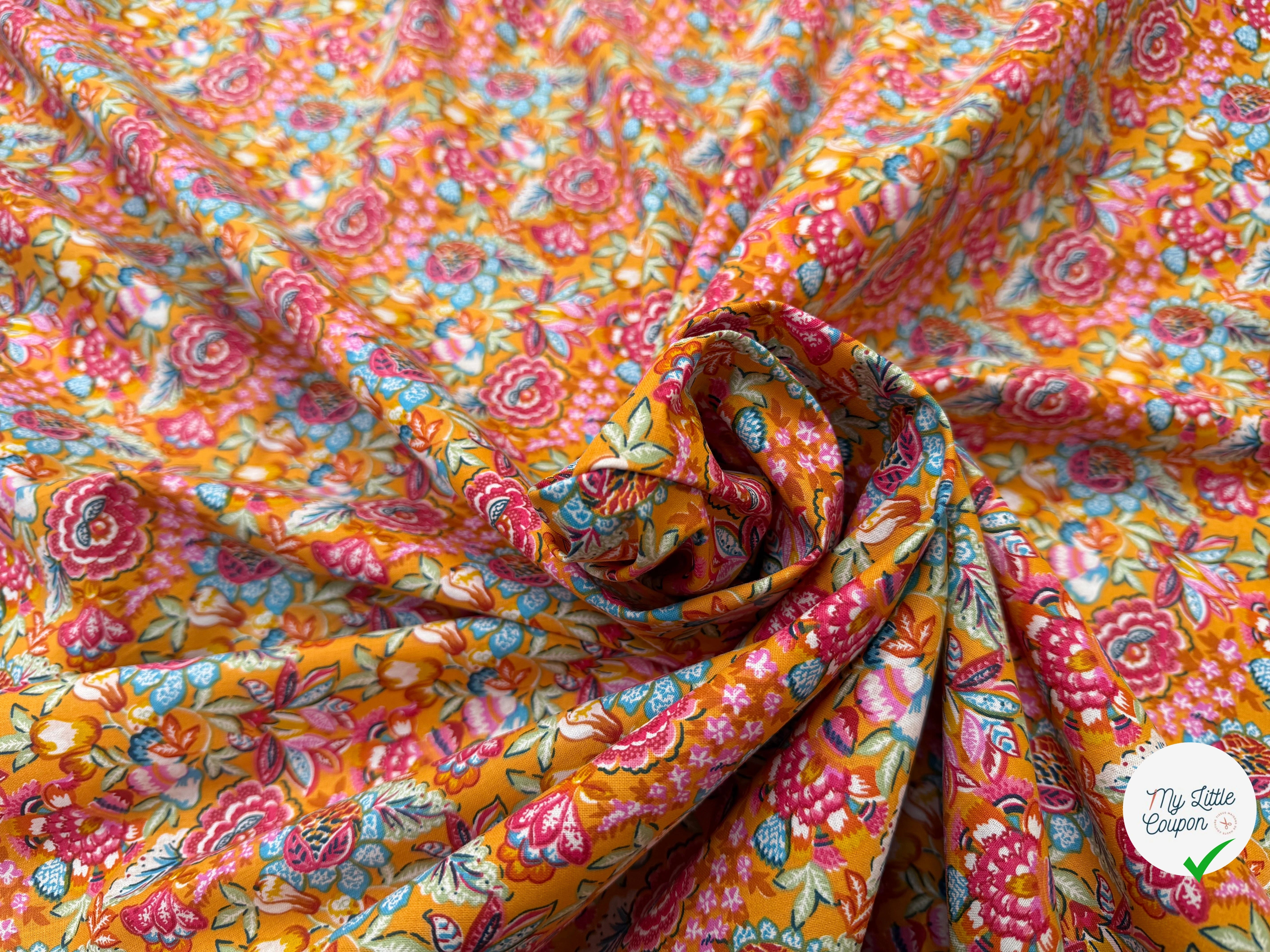 PERCALE DE COTON ESMERALDA JAUNE 150 CM - My Little Coupon