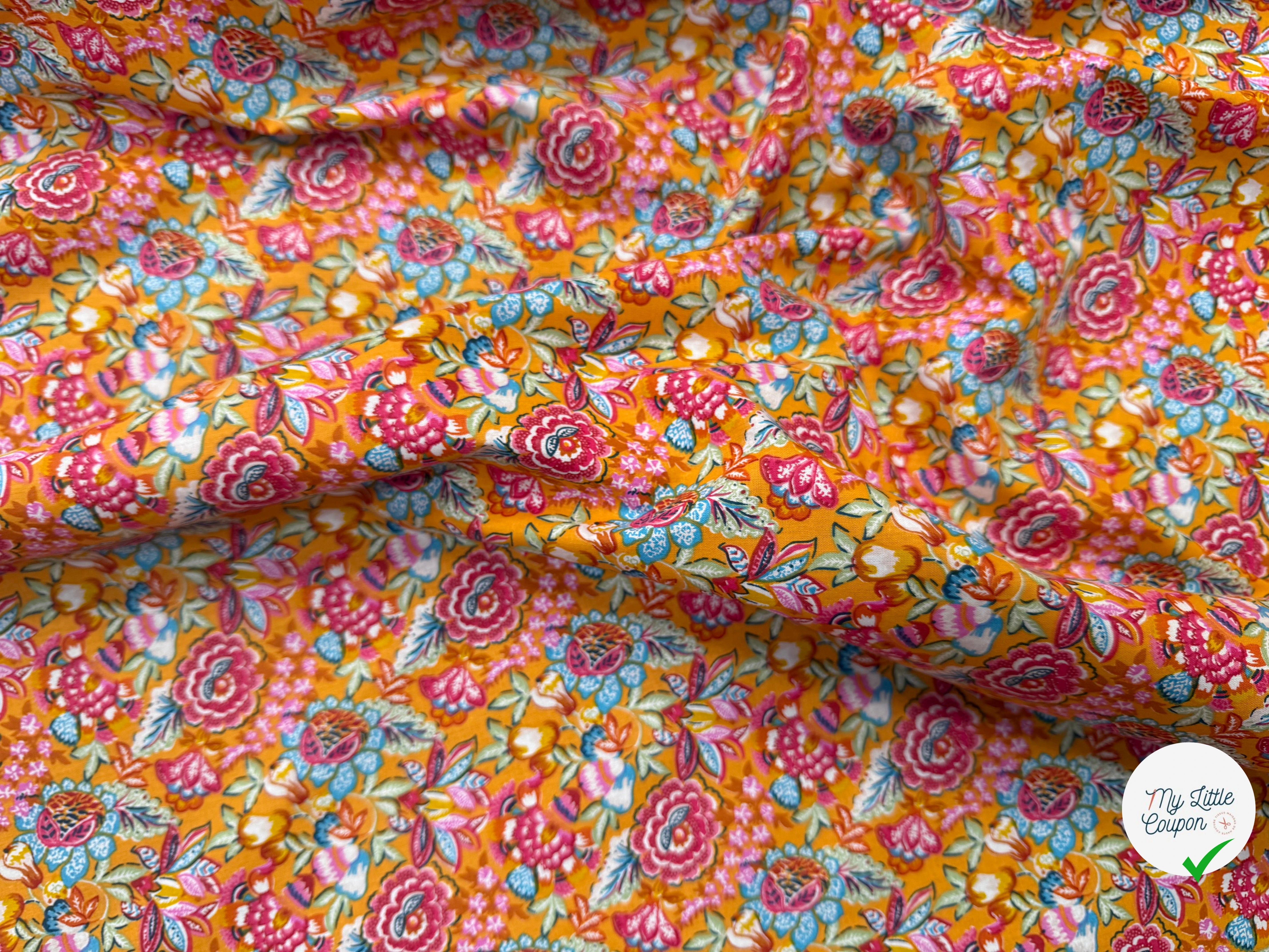 PERCALE DE COTON ESMERALDA JAUNE 150 CM - My Little Coupon