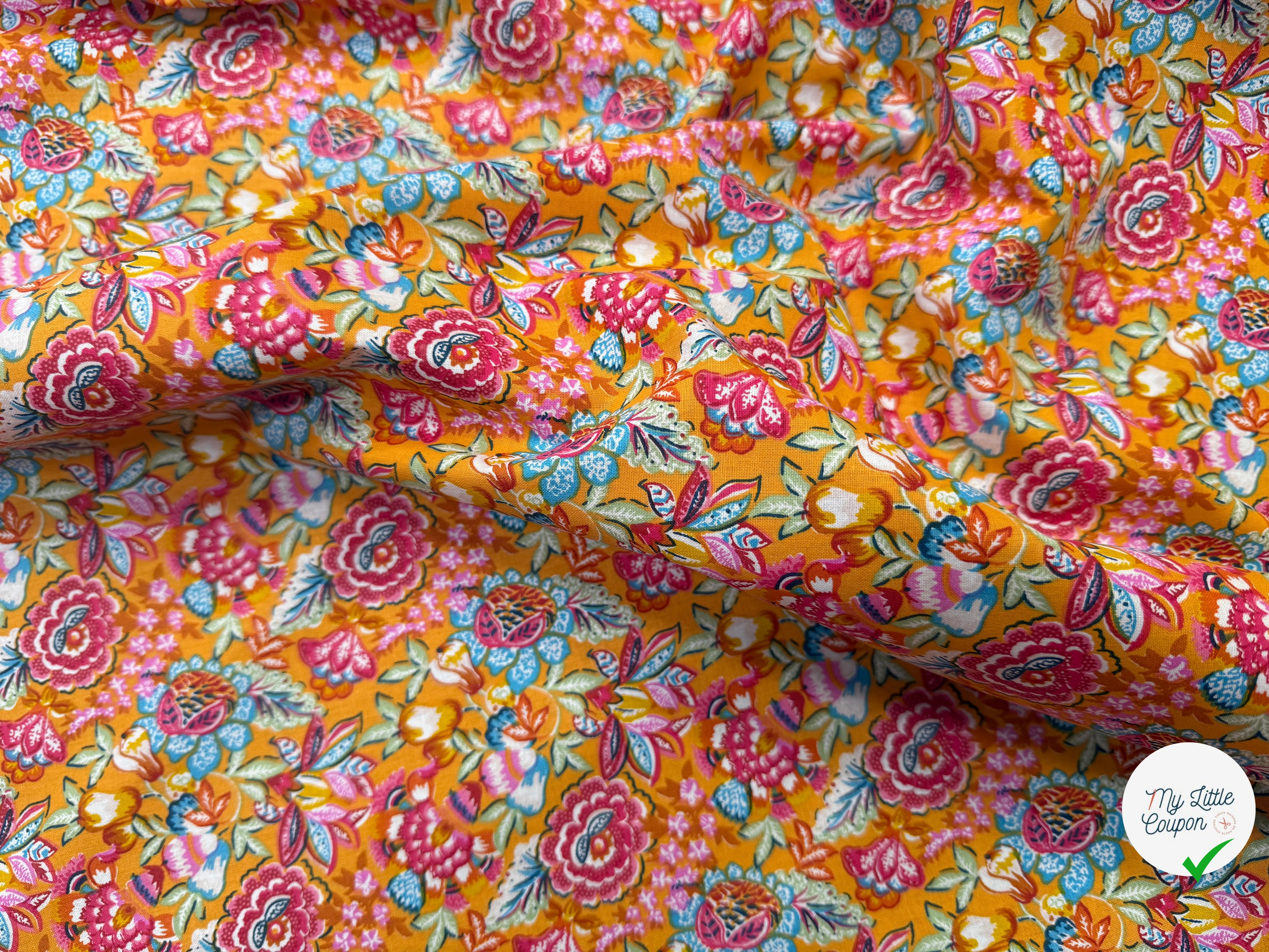 PERCALE DE COTON ESMERALDA JAUNE 150 CM - My Little Coupon