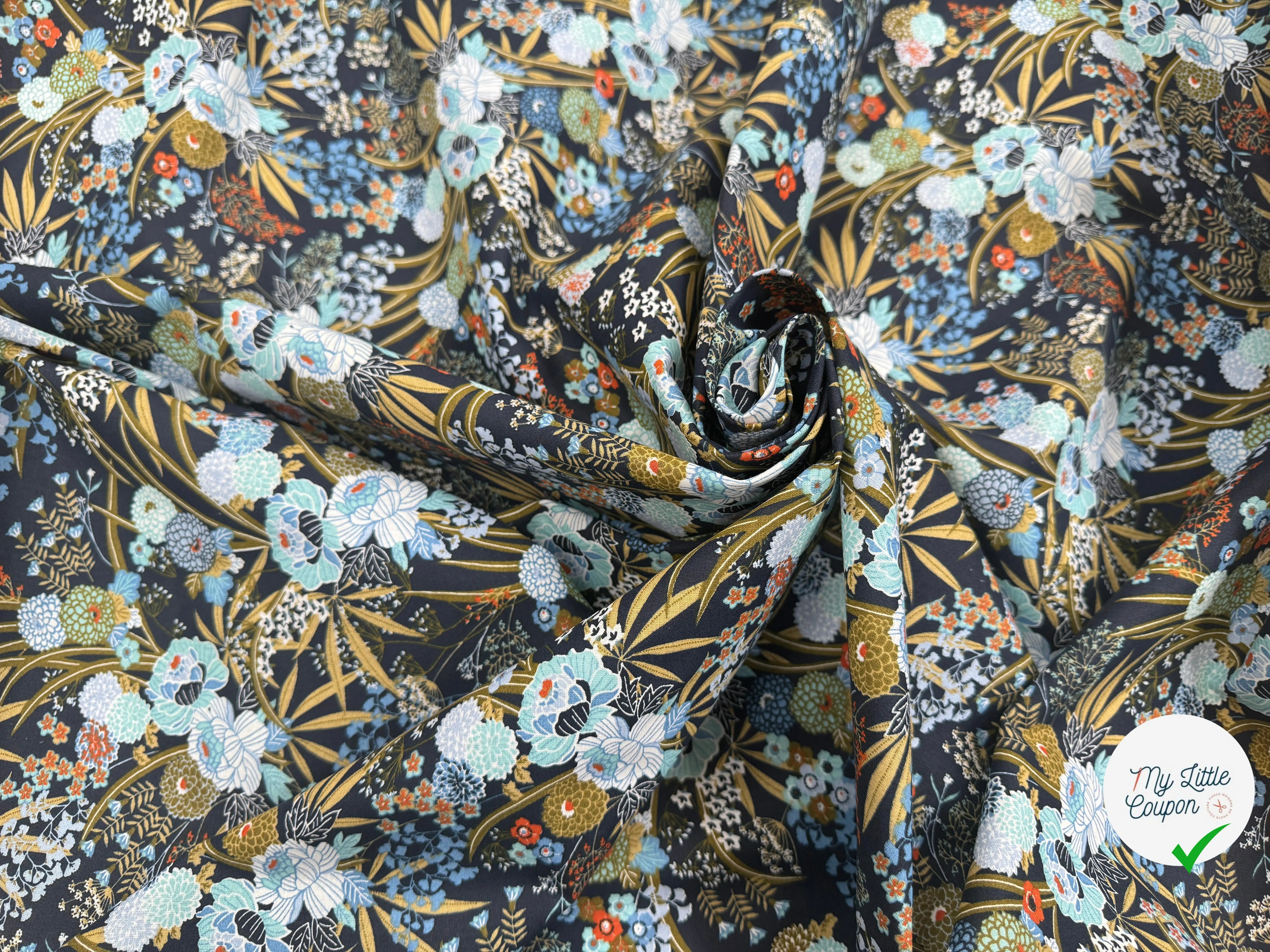 PERCALE DE COTON HARMONIE INDIGO - My Little Coupon