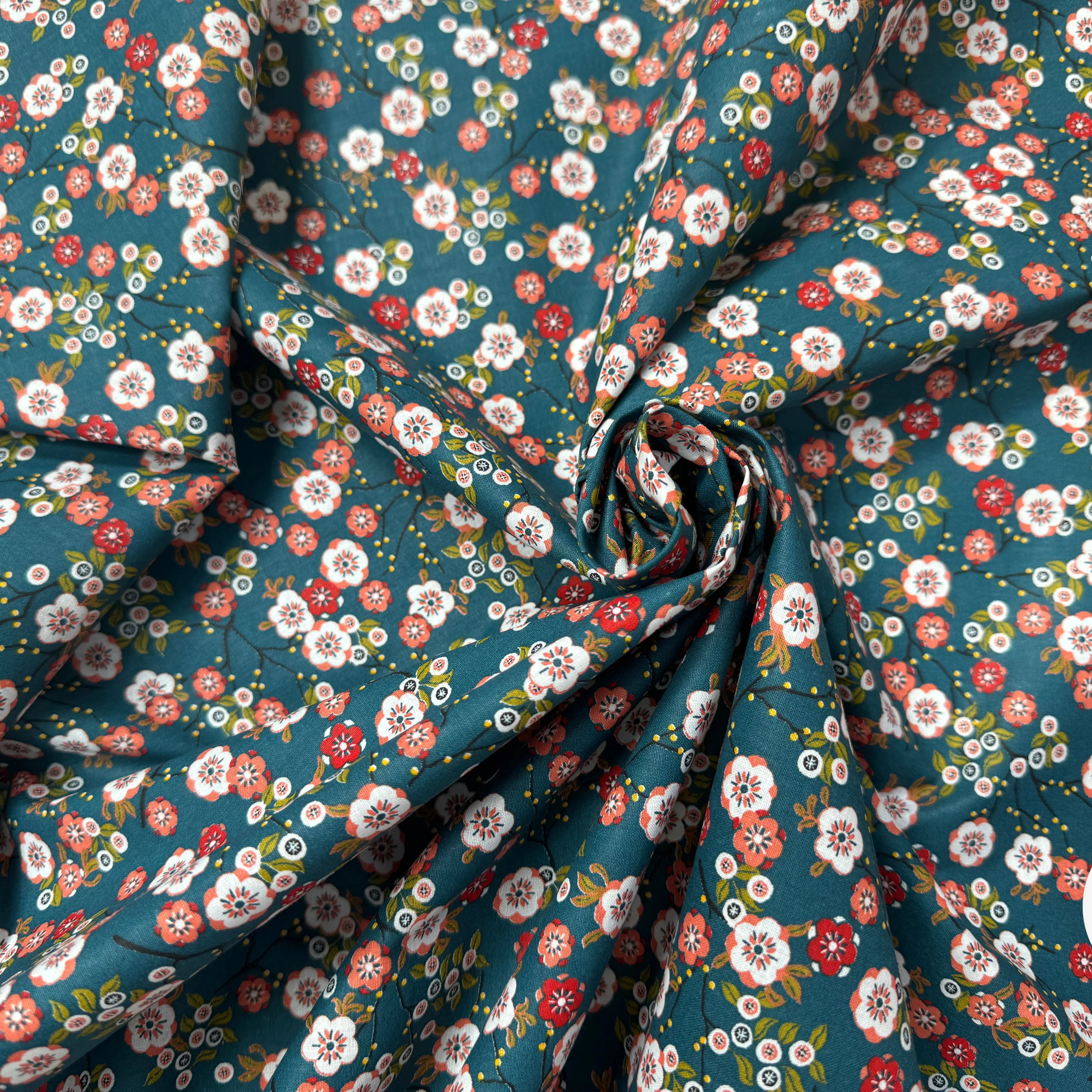 PERCALE DE COTON HOKKAIDO PETROLE EMERAUDE 150 CM - My Little Coupon