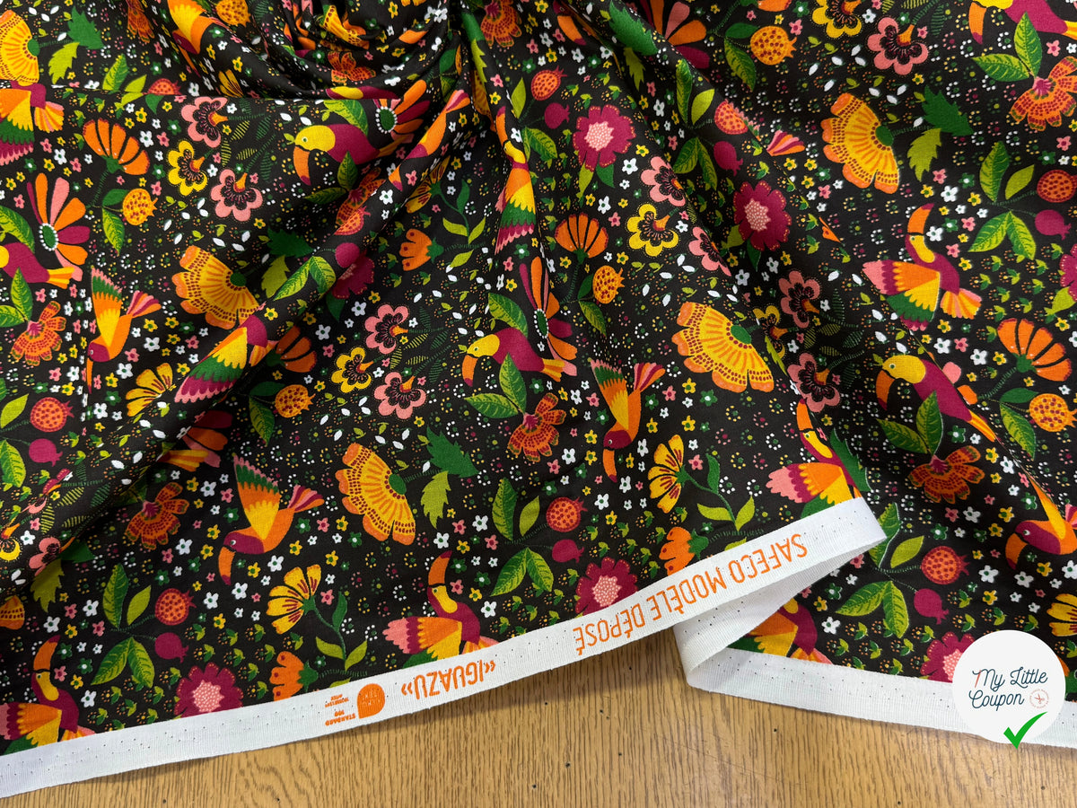 PERCALE DE COTON IGUAZU NOIR 150 CM - My Little Coupon
