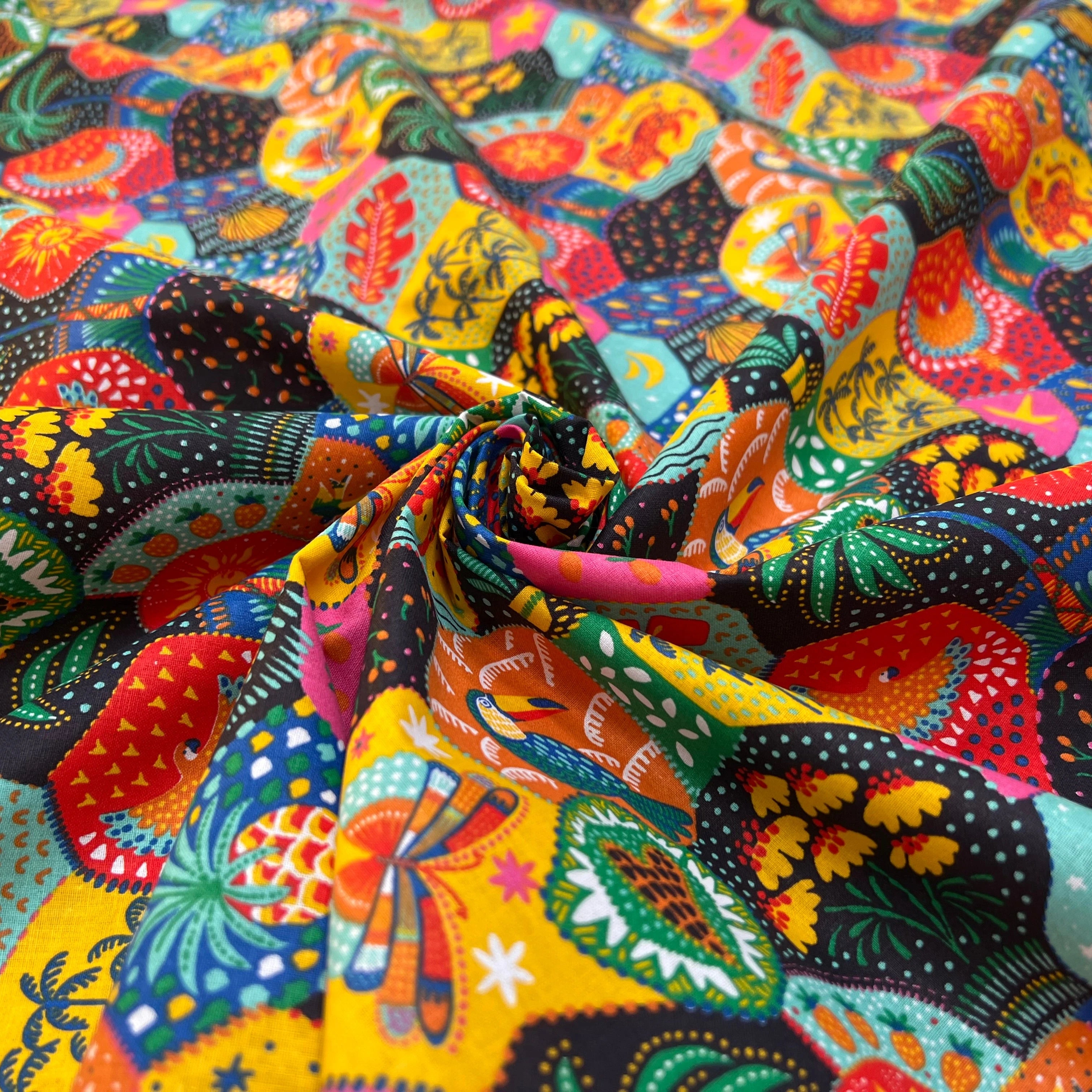 PERCALE DE COTON JANEIRO NOIR MULTICO 150 CM - My Little Coupon