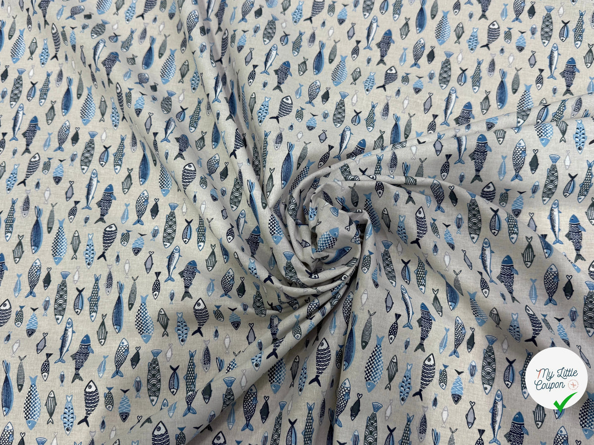 PERCALE DE COTON POISSON LIN 150 CM - My Little Coupon